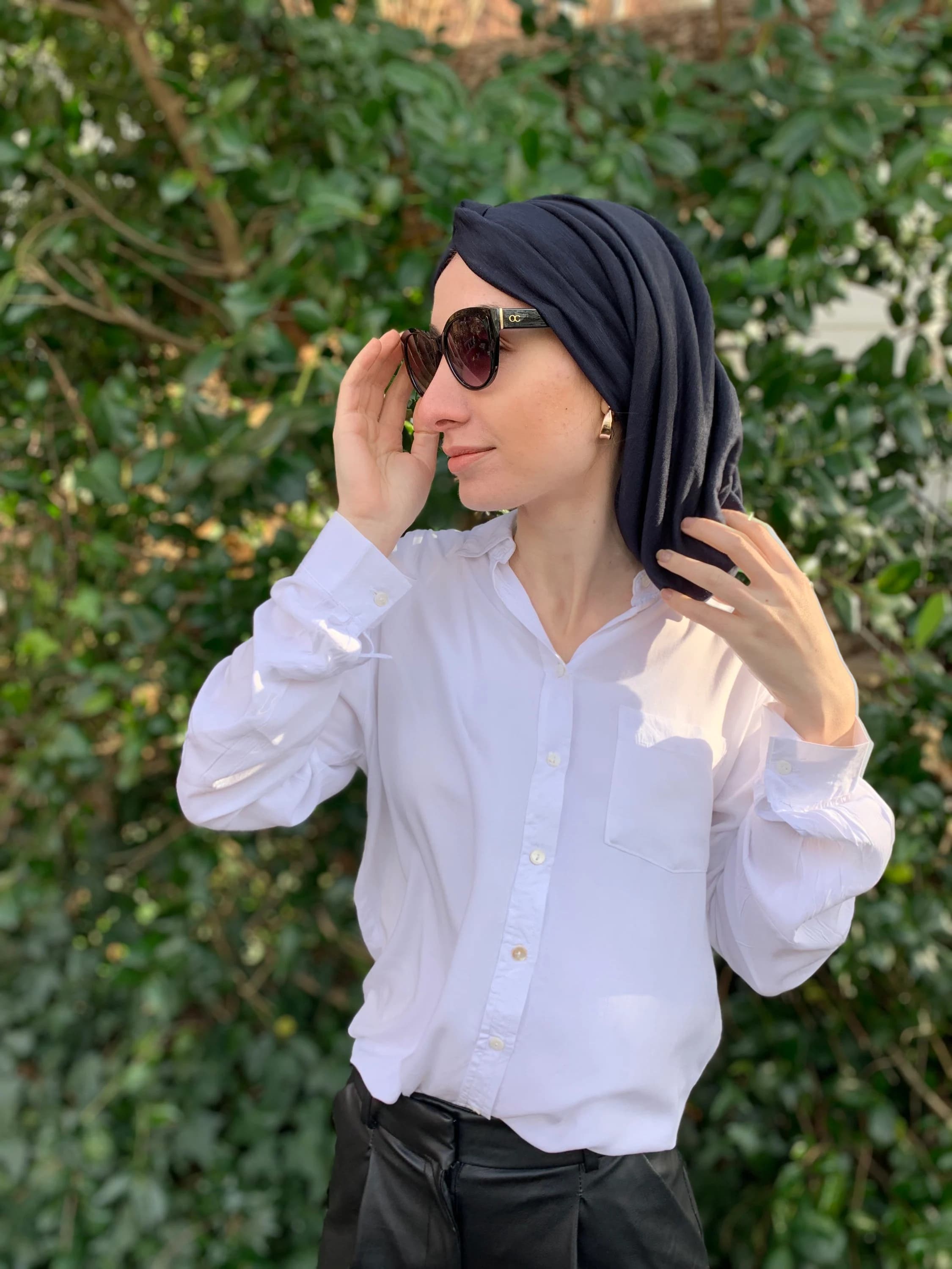 Navy Blue Turban Hijab Snood For Women | Modern Chic | Chemo Beanie Hair Wrap | Head Cover For Lady | Quality Made in USA