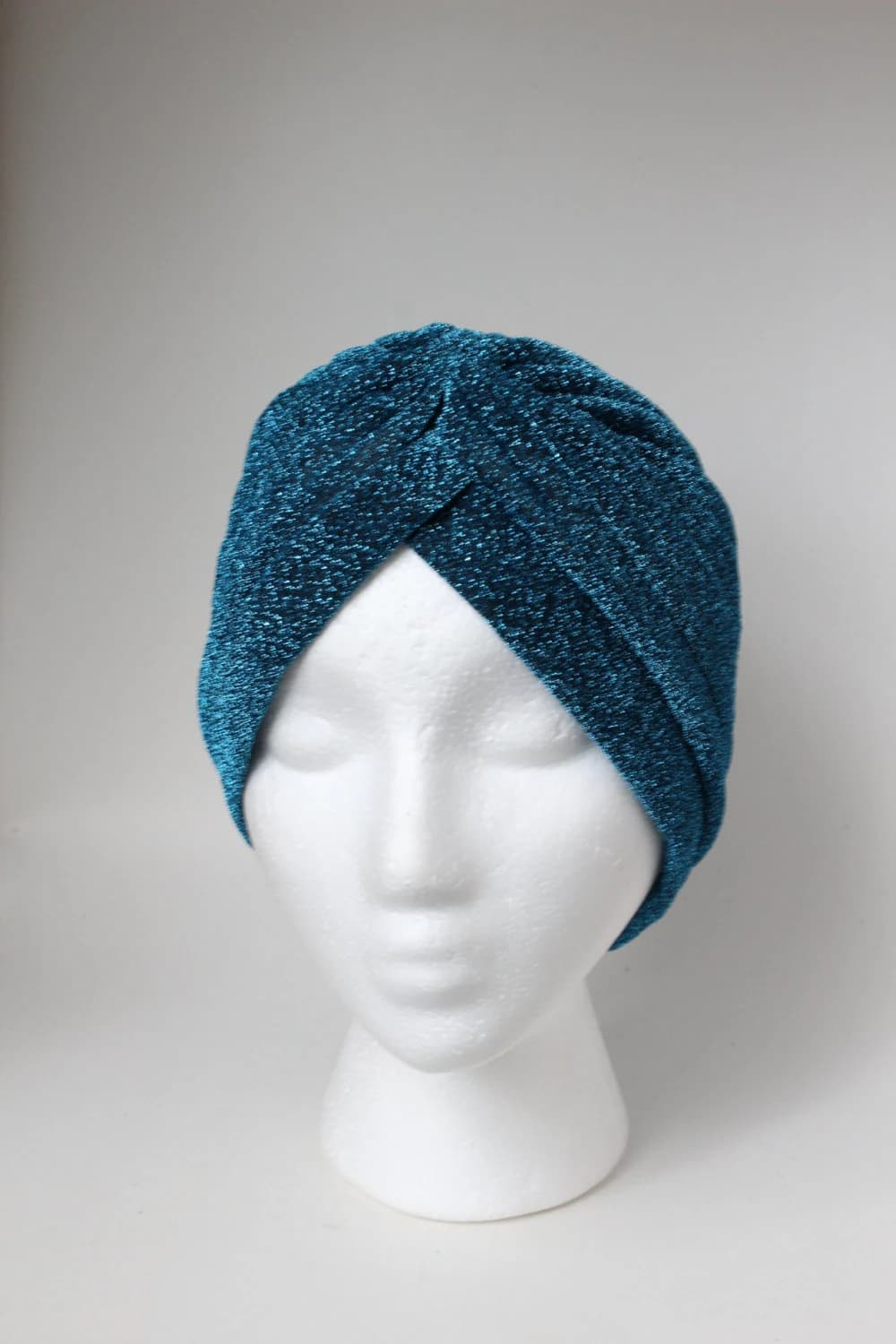 Blue Sparkly Stretch Turban: Full Head Hijab Scarf - image 4