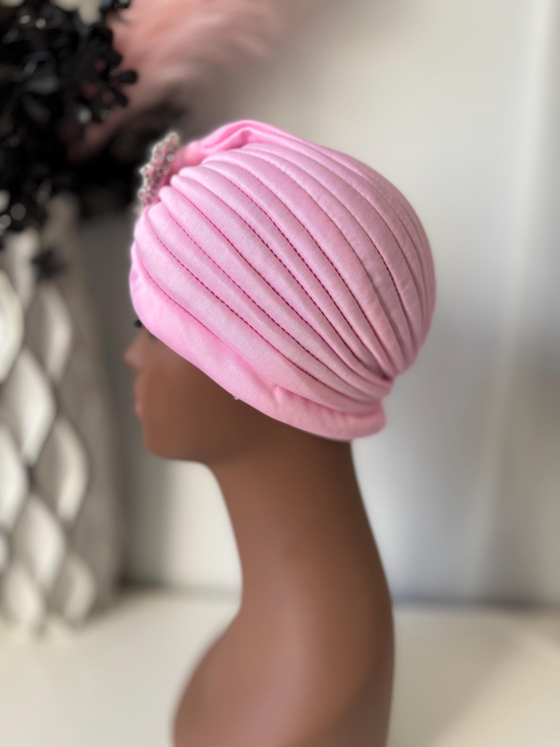 Pink Turban with Brooch, Lightweight Summer & Cozy Winter Wrap - image 5