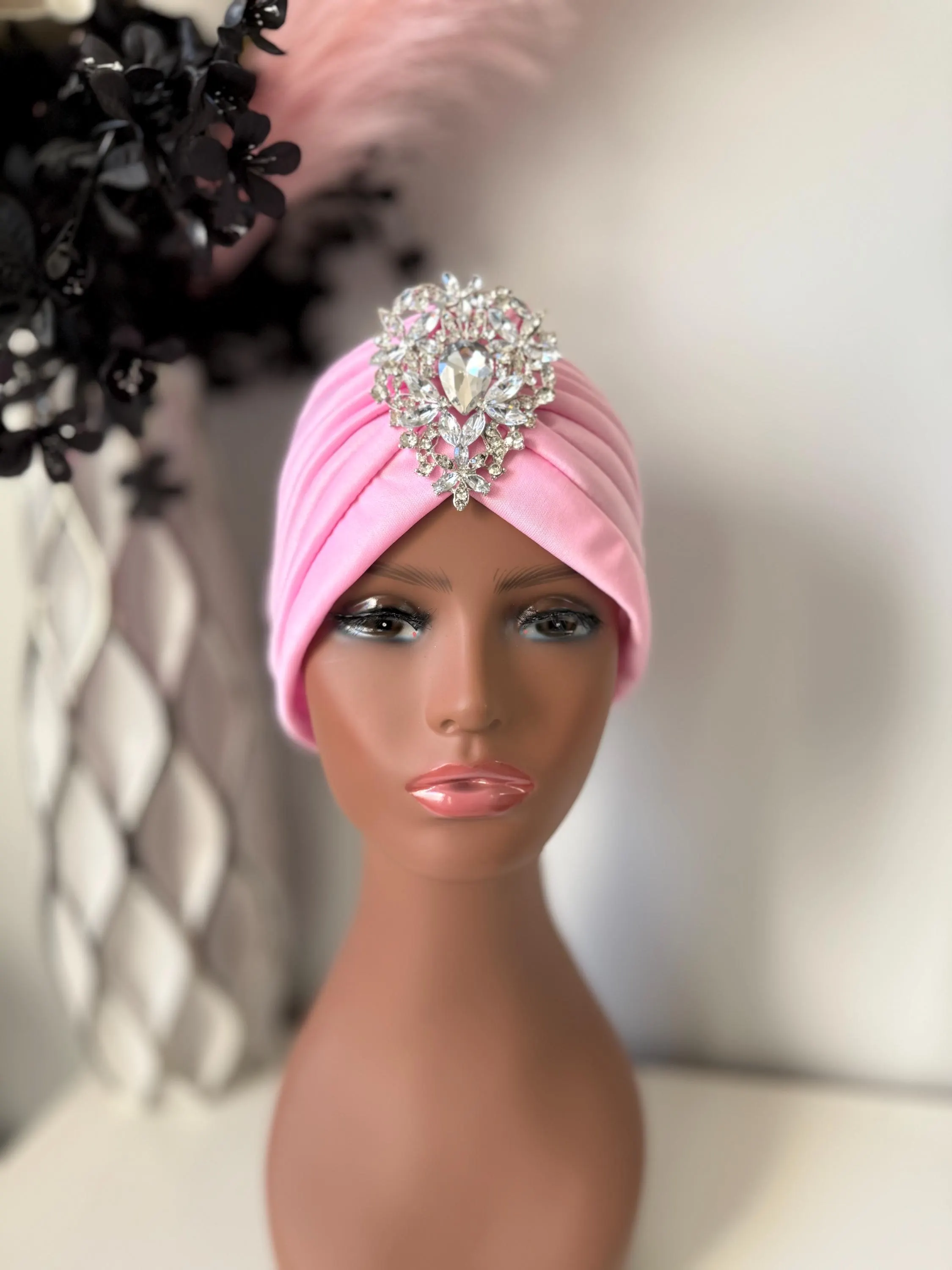 Pink Turban with Brooch, Lightweight Summer & Cozy Winter Wrap - image 2