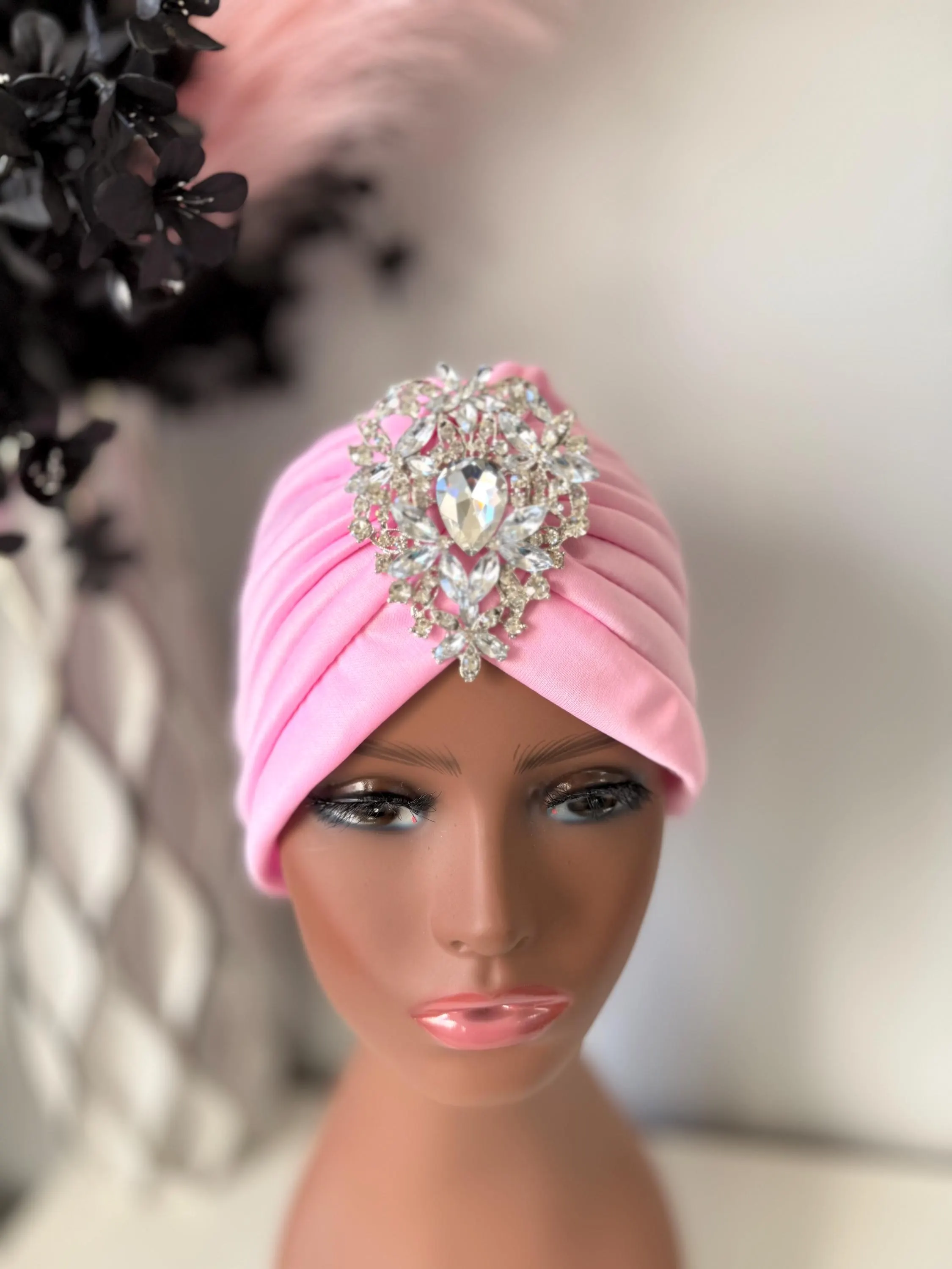 Pink Turban with Brooch, Lightweight Summer & Cozy Winter Wrap - image 3
