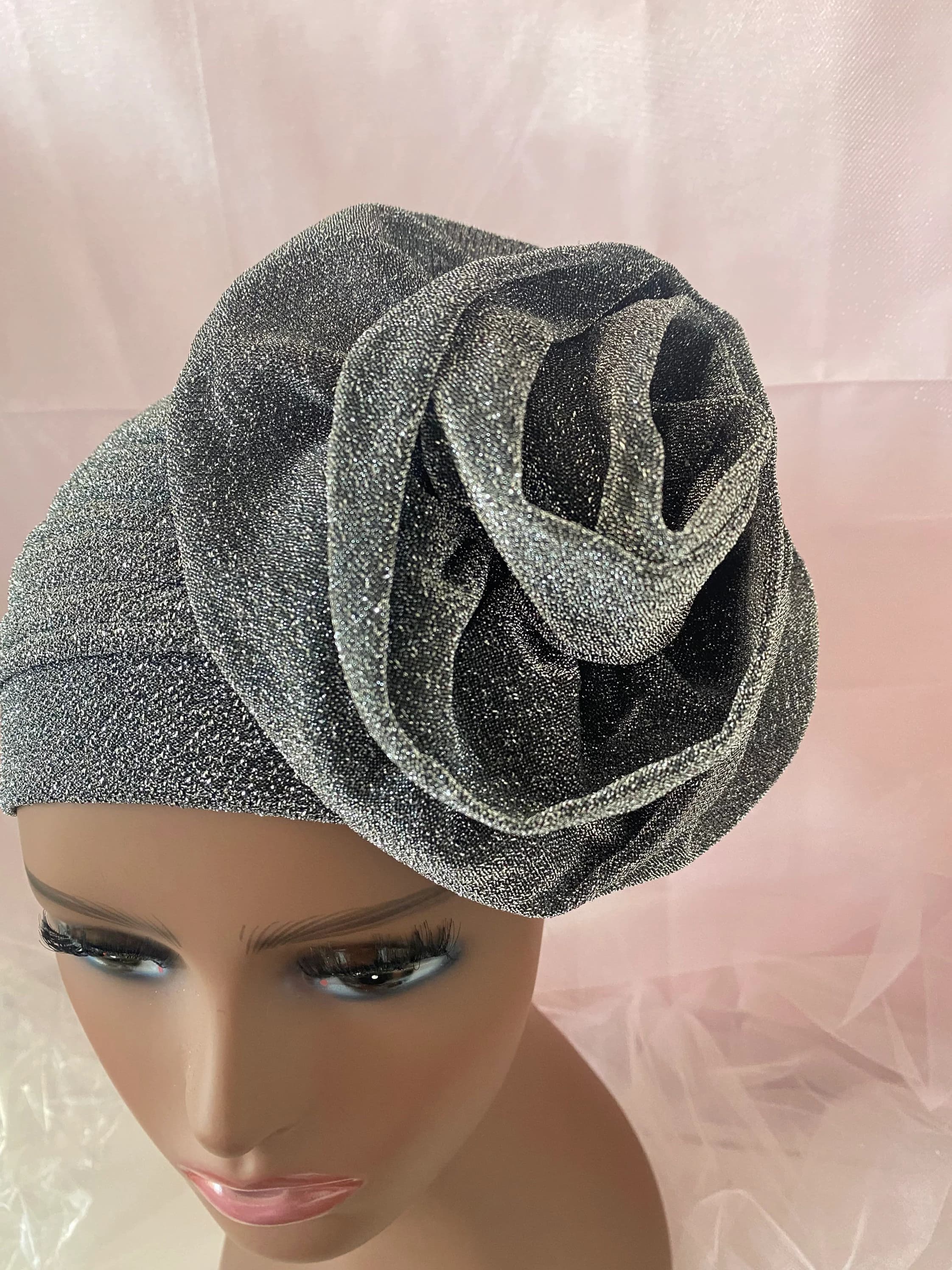 Silver Sparkly Rose Turban, Gatsby Style - image 4