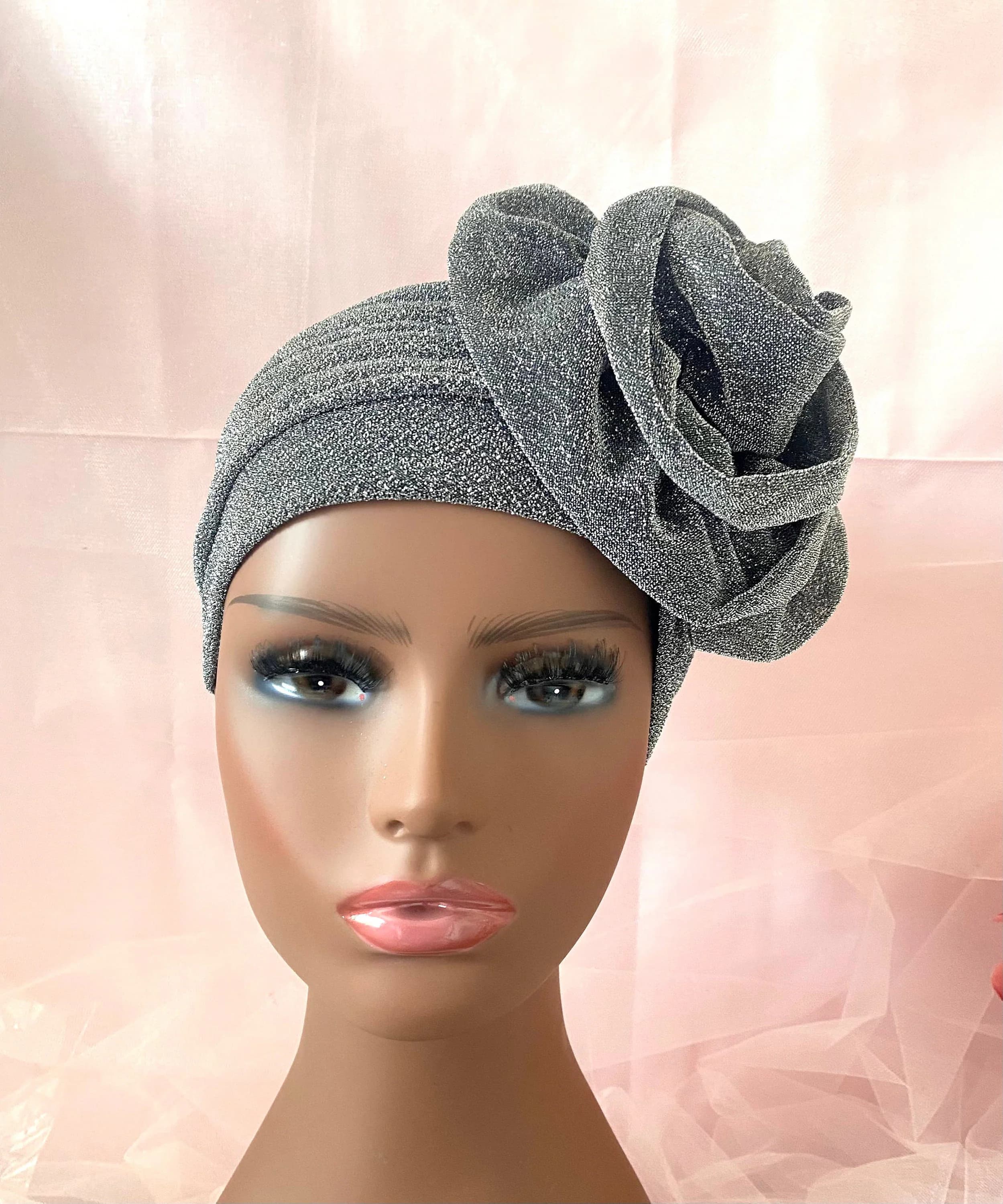 Silver Sparkly Rose Turban, Gatsby Style - image 3