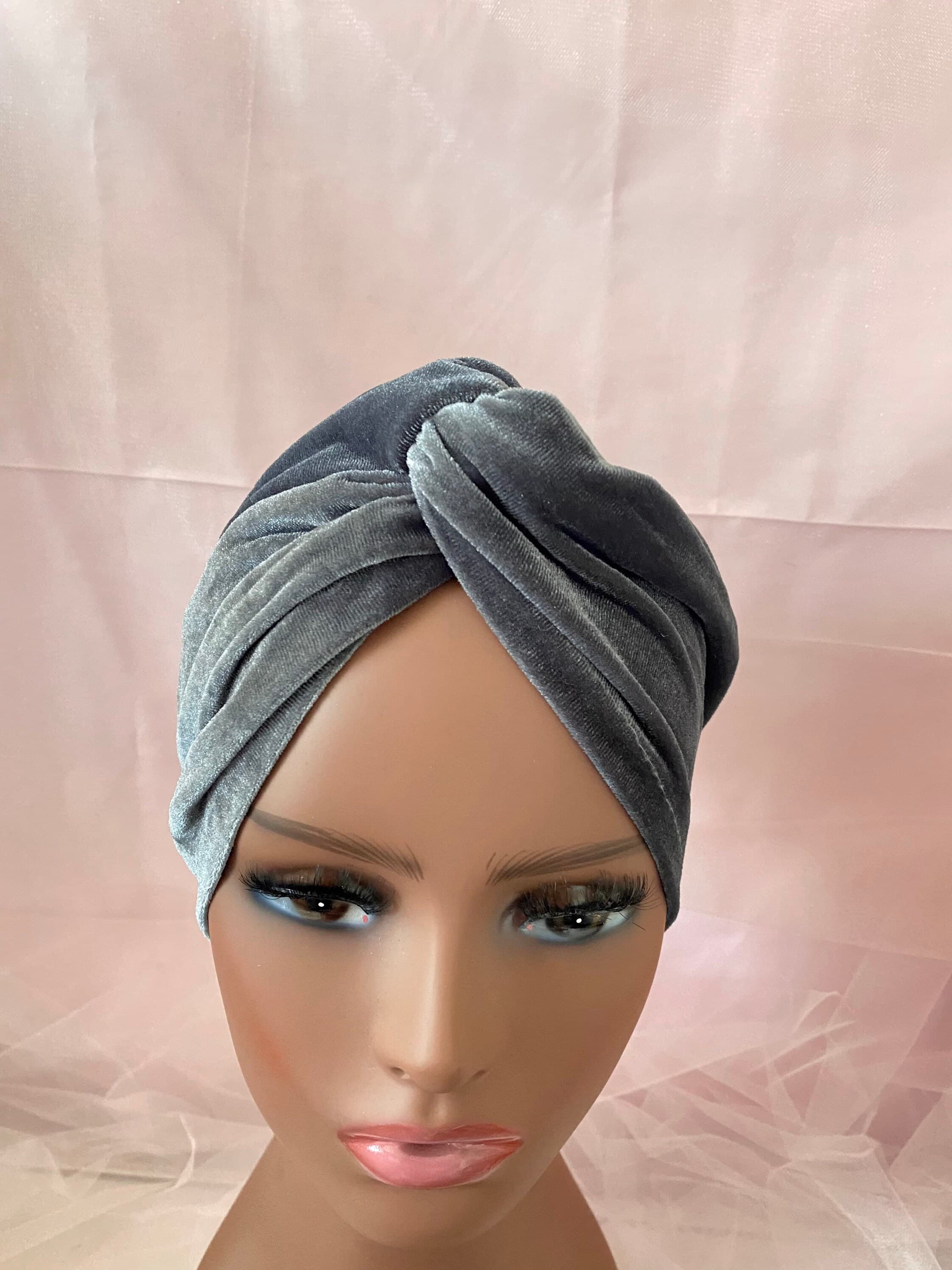 Gray Velvet Turban: Fashion Headwrap, Chemo Hat - image 5