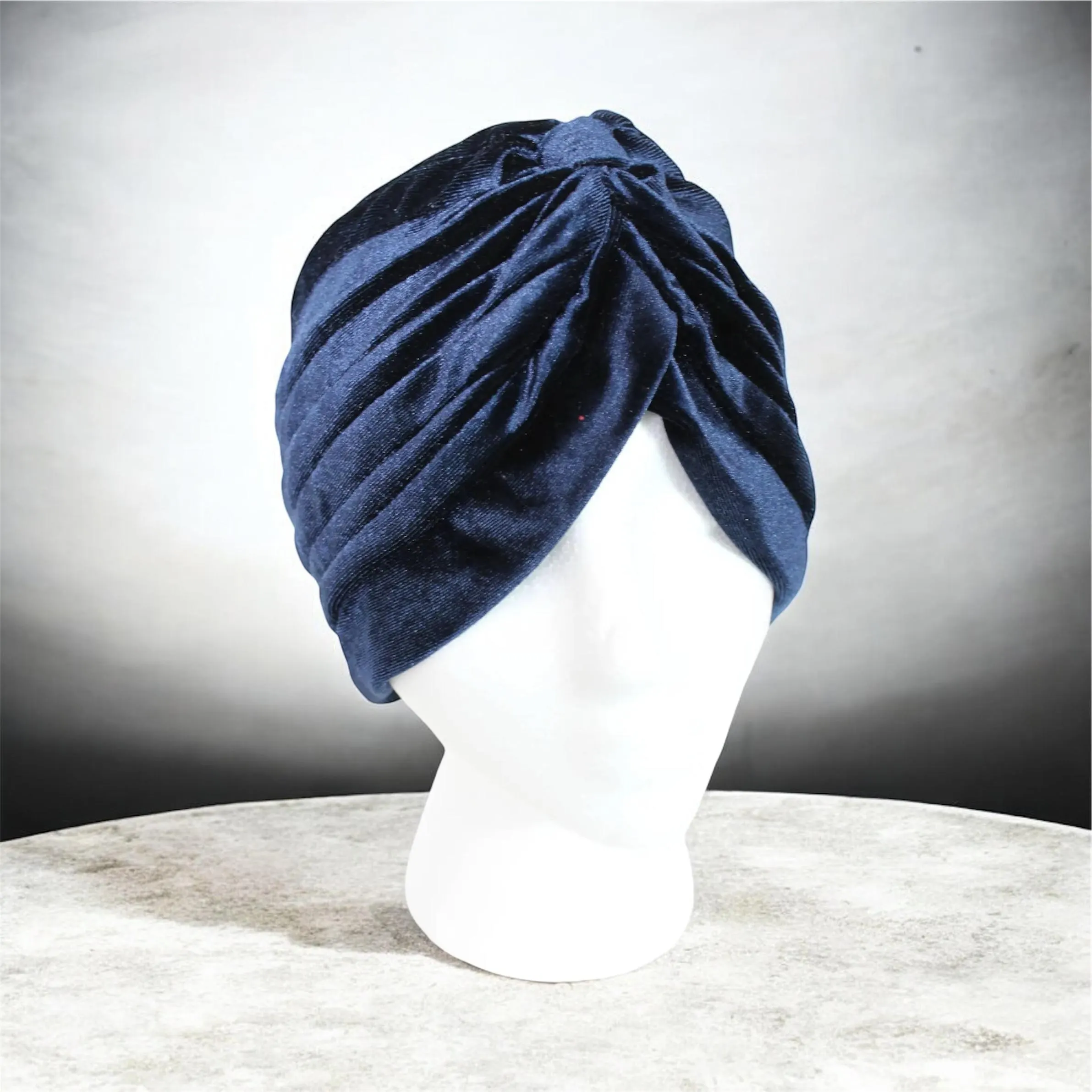 Blue Velvet Turban: Full Head Fashion Headwrap - image 2