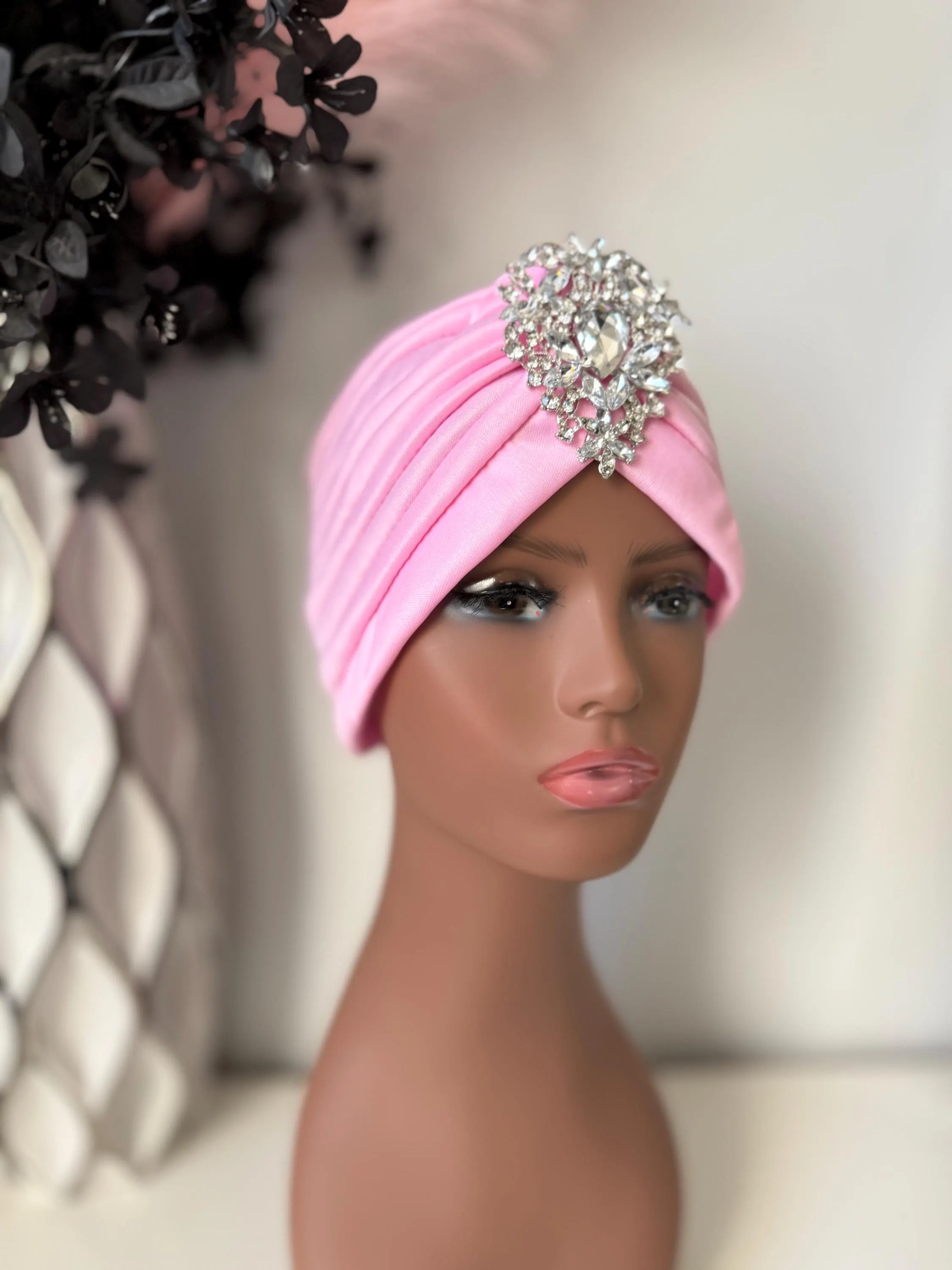Pink Turban with Brooch, Lightweight Summer & Cozy Winter Wrap - image 4