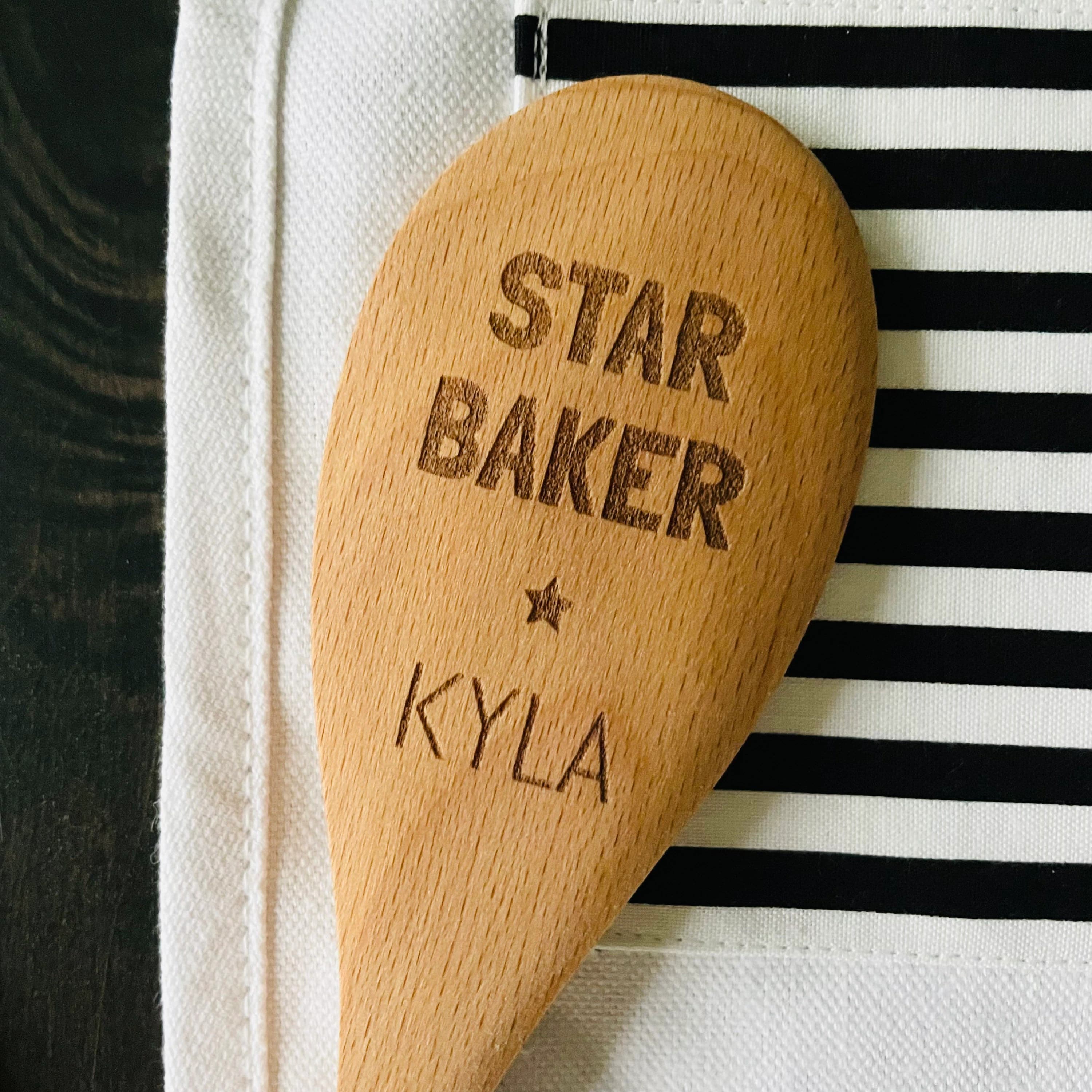 Personalized Star Baker Engraved Beech Wood Spoon - 12 Inch