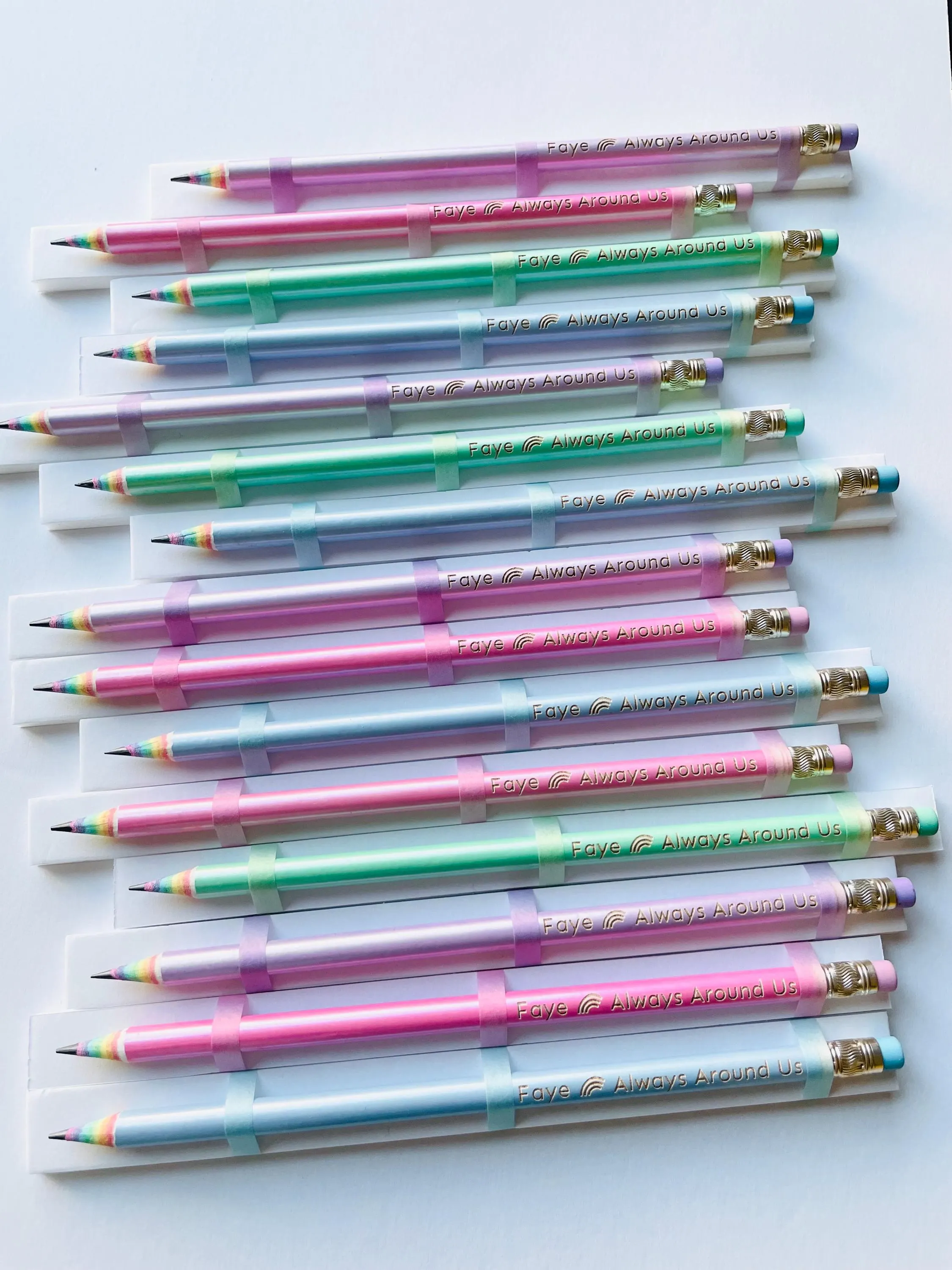 Personalized Rainbow Pencils - Set of 4 - Laser Engraved Recycled Paper - Stationery Gift - Birthday - Graduation - Valentine - Christmas - image 3