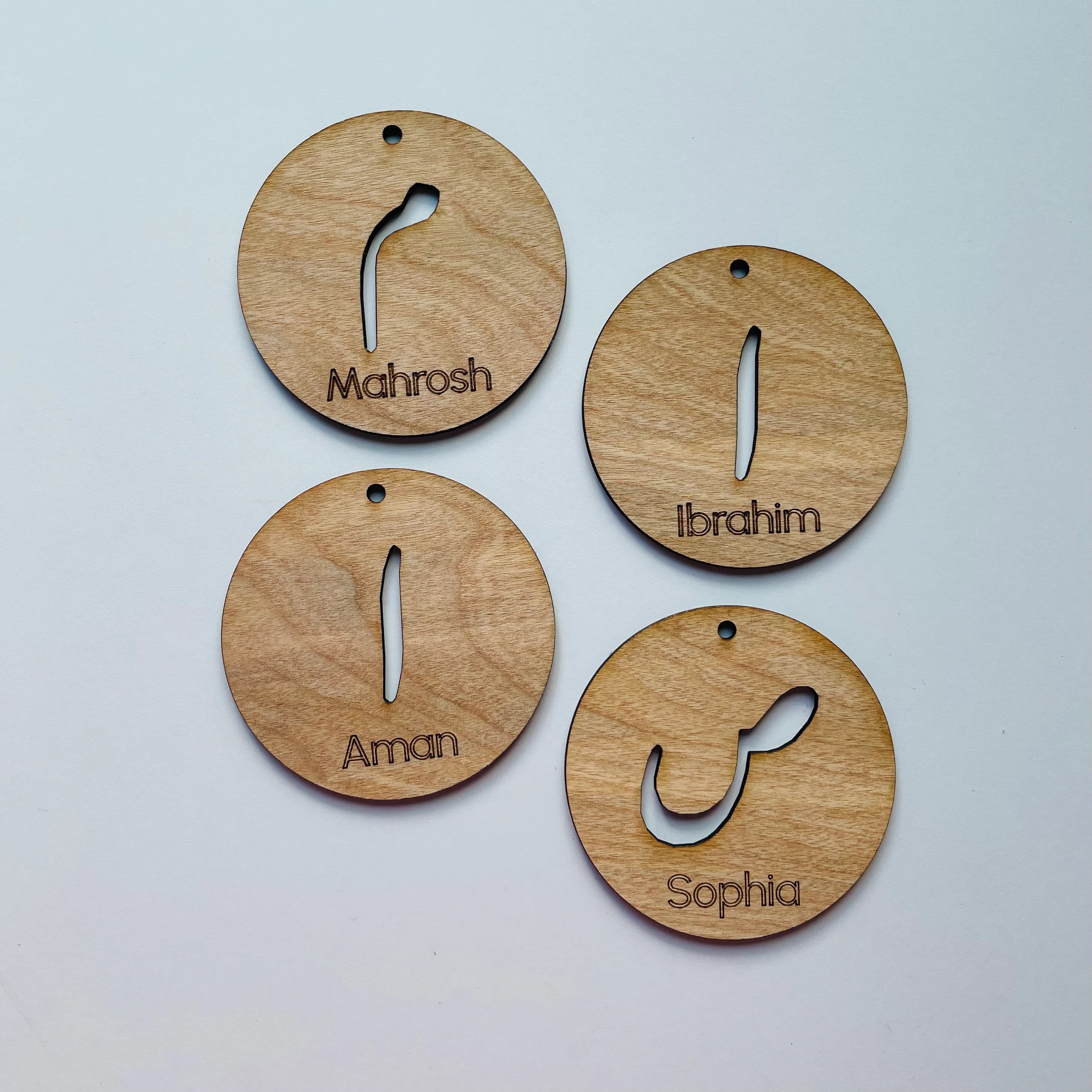 Personalized Urdu tags - Name Tags - Arabic - Custom, Engraved tags, Wood tags, Modern, Basket tag, Ramadan, Eid, Birthday, Initial Gift Tag - image 5