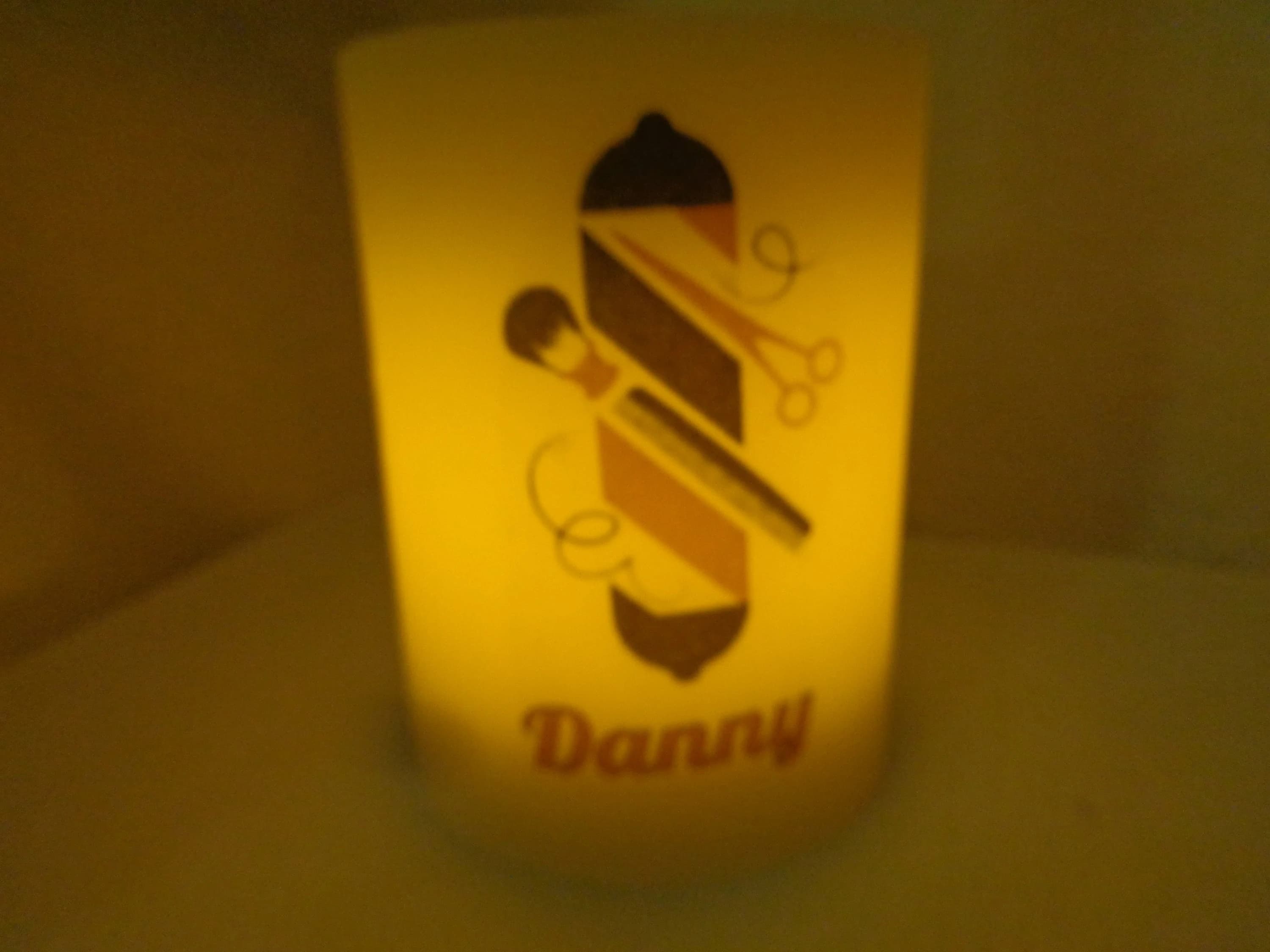 Personalized Customized Barber Gift Handmade LED Flameless Electric Wax Candle 4" Tall Decor Desk Ornament Barbershop Decor - image 5