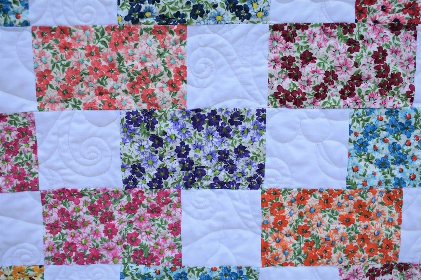 Brick Flowers Quilt Kit Fabric Pattern and Binding and backing Included ALL PRE CUT - image 2