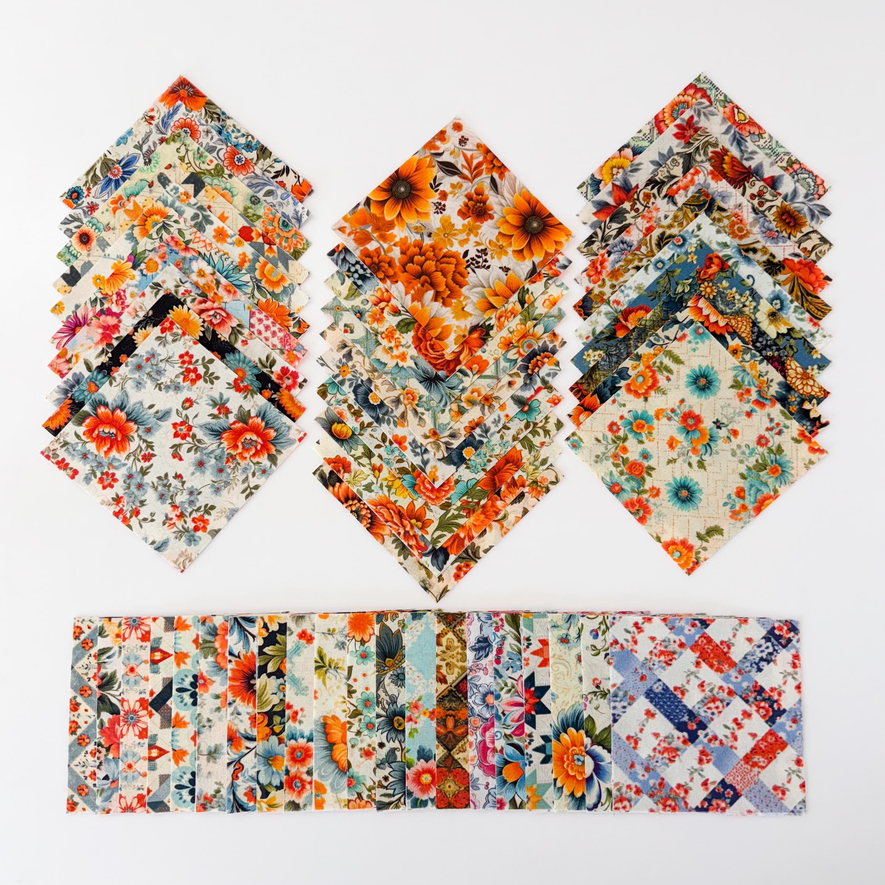 100 Cottage Floral Set #1: 102 pre cut charm pack 5" squares 100% cotton quilt fabric - image 4