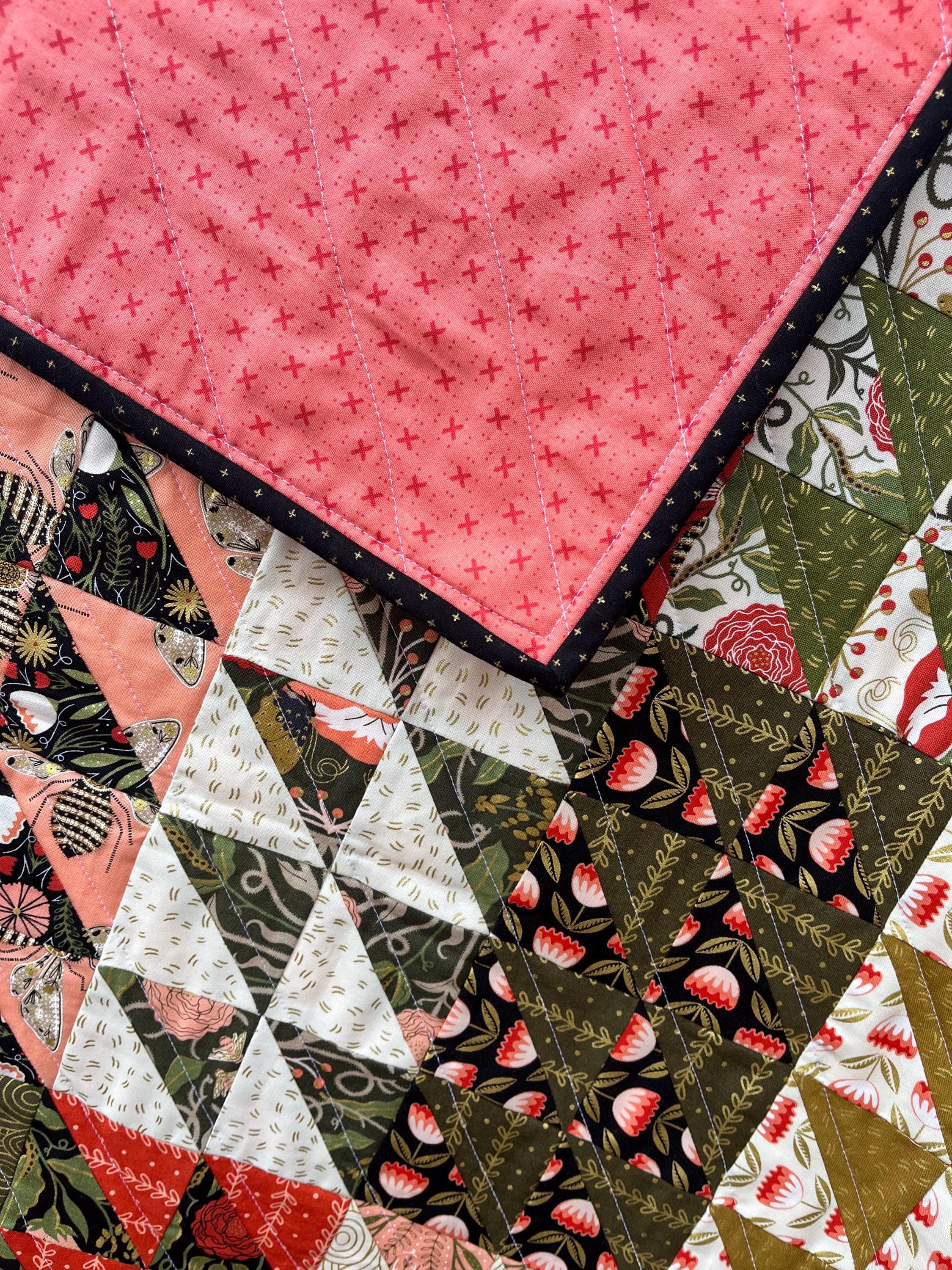 Modern Heirloom Baby Quilt - mushrooms, black & gold - One of a kind! - image 3
