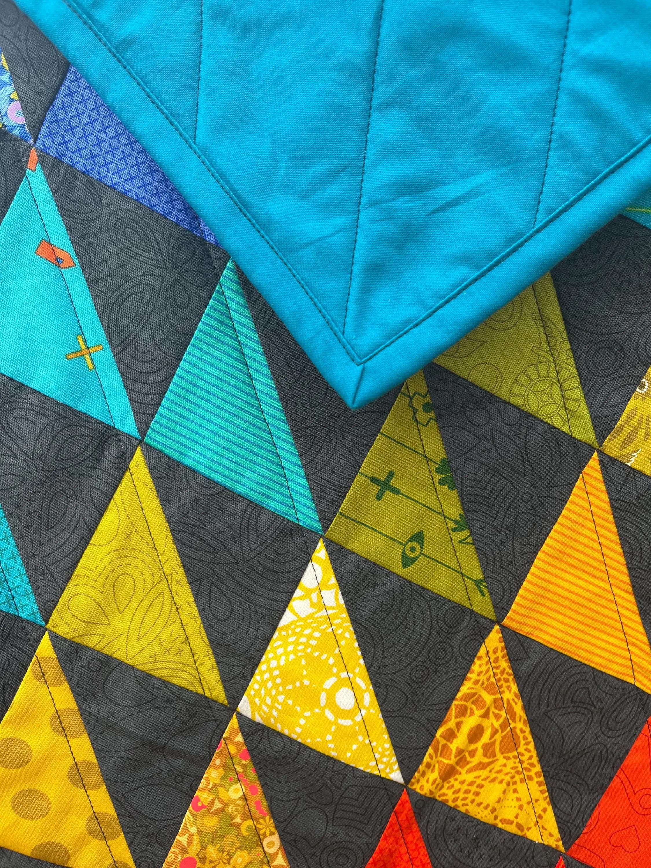 Handmade Rainbow Baby Quilt measures approximately- Modern Heirloom quilt, premie, cat, dog quilt - image 3