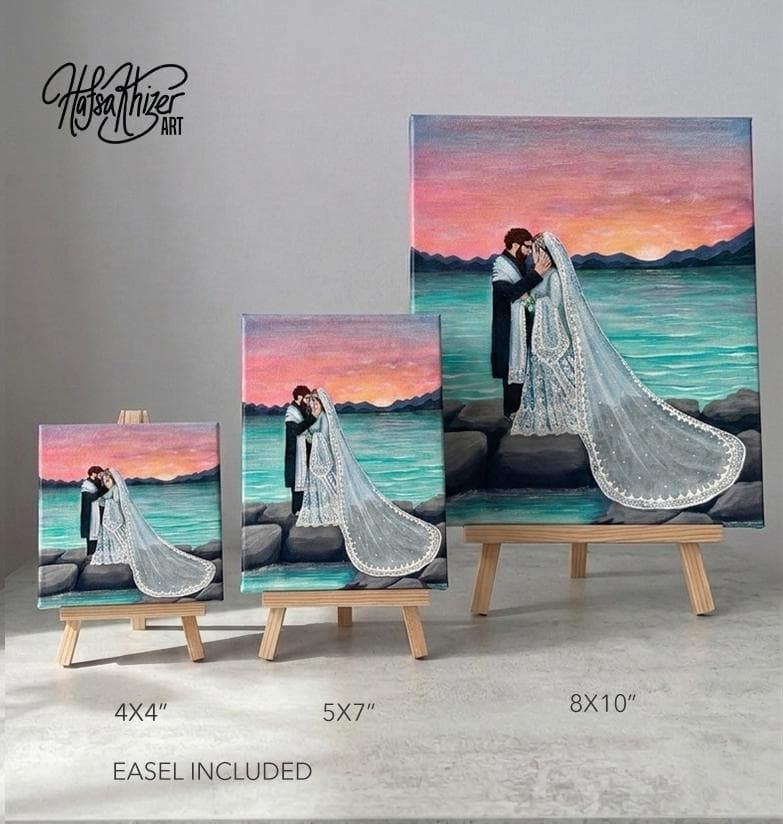 Custom Couples Portrait | Handpainted Nikah Acrylic painting from Photo on Canvas - image 5