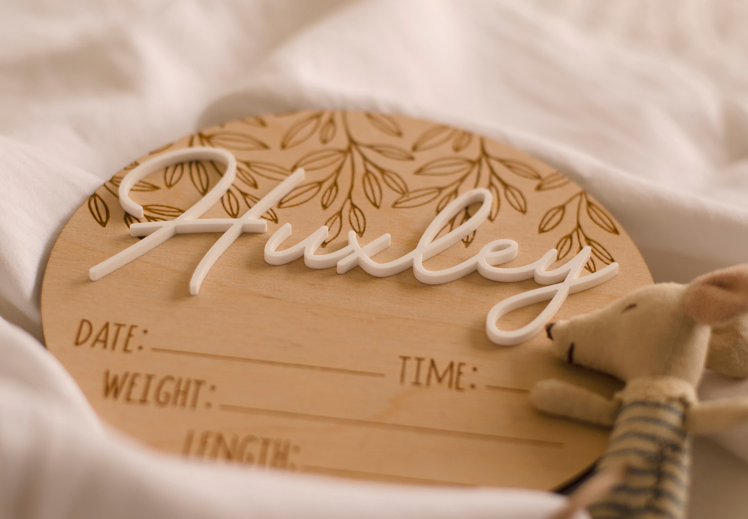 Personalised Hello World New Baby Birth Announcement Wooden Plaque Sign Gift Baby Shower - image 4