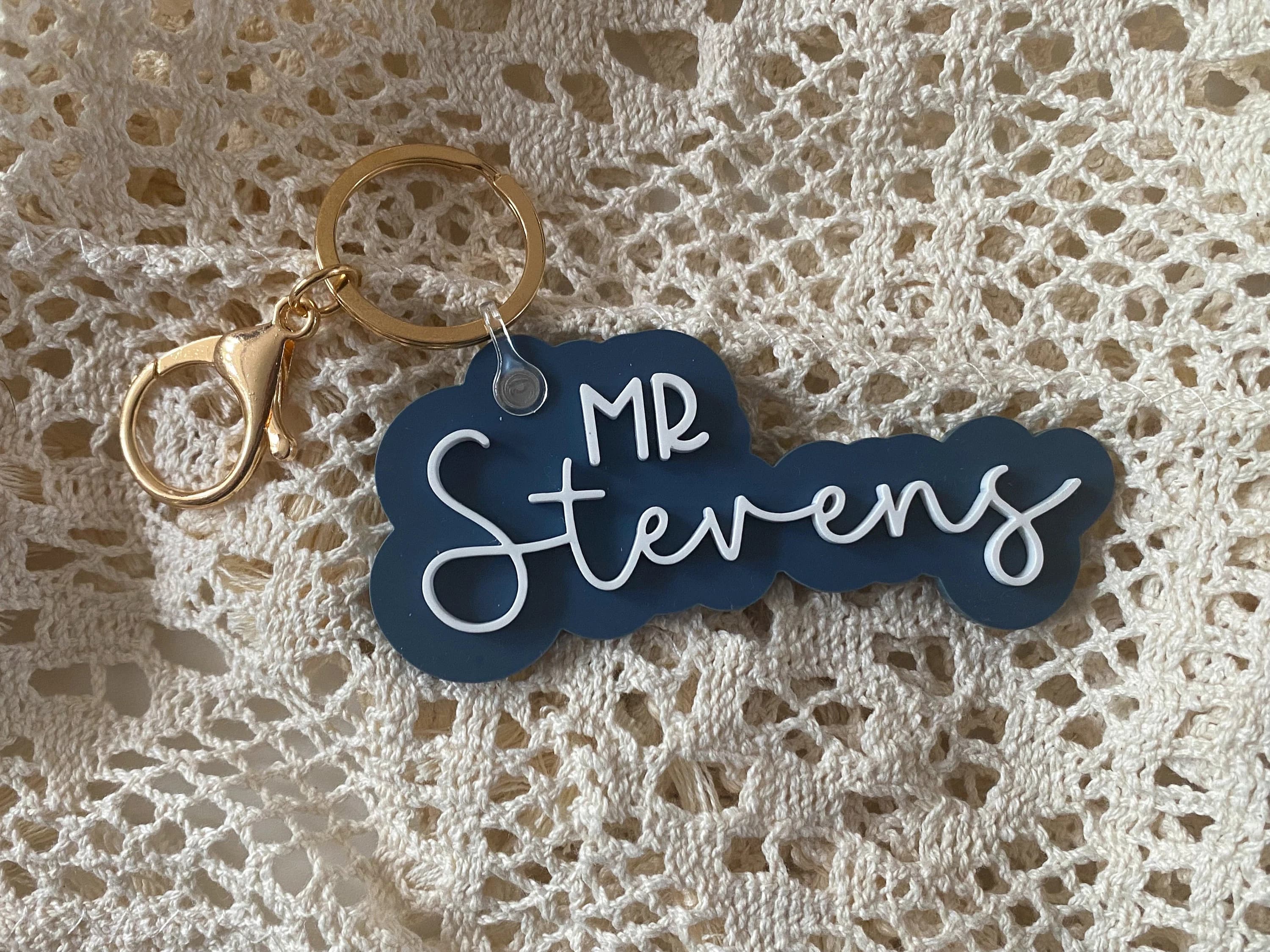 Double Layer Name Keychain Keyring Bag Tag Gift Acrylic Teacher Gift End of Term - image 4