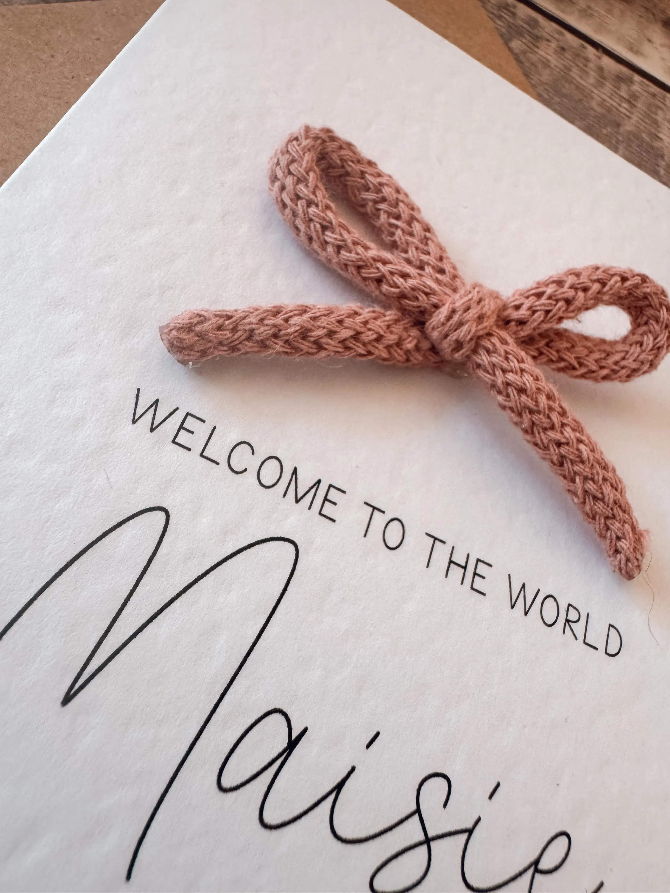 Luxury New Baby Girl Bow Personalised Greetings Card - image 4