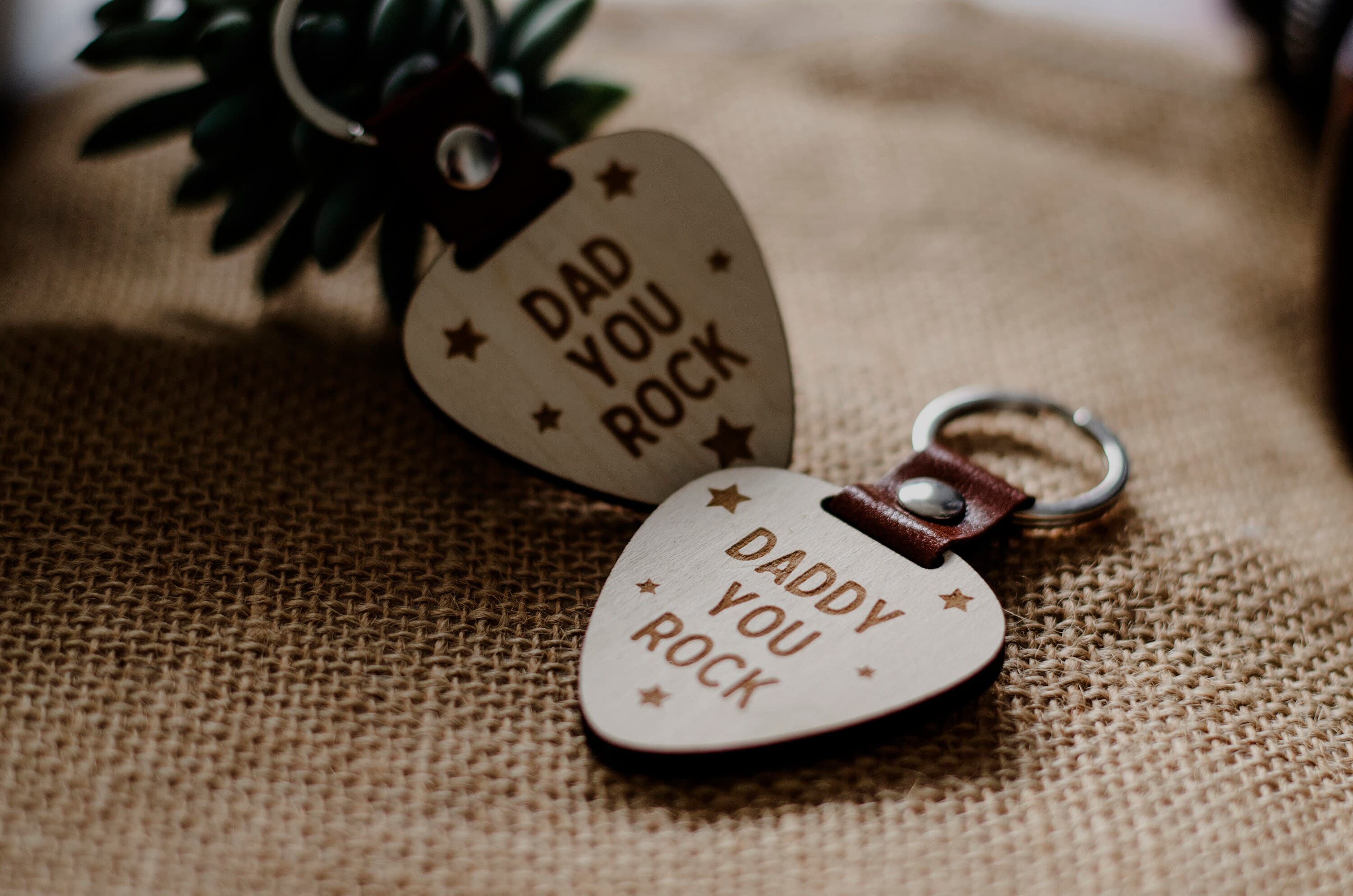 You Rock Dad Daddy Guitar Pick Birthday Father's Day Keyring Keychain - image 5