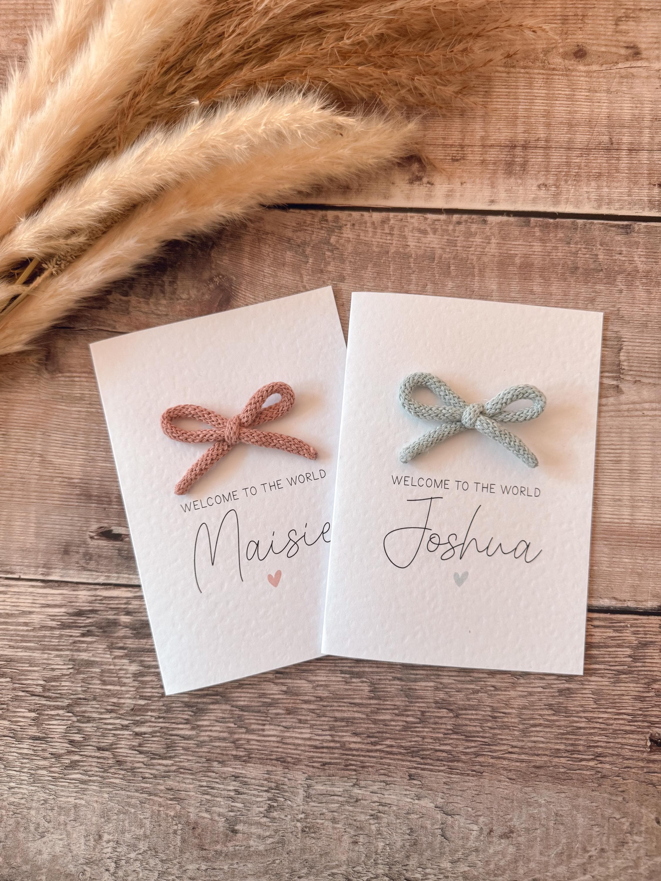 Luxury New Baby Girl Bow Personalised Greetings Card - image 5