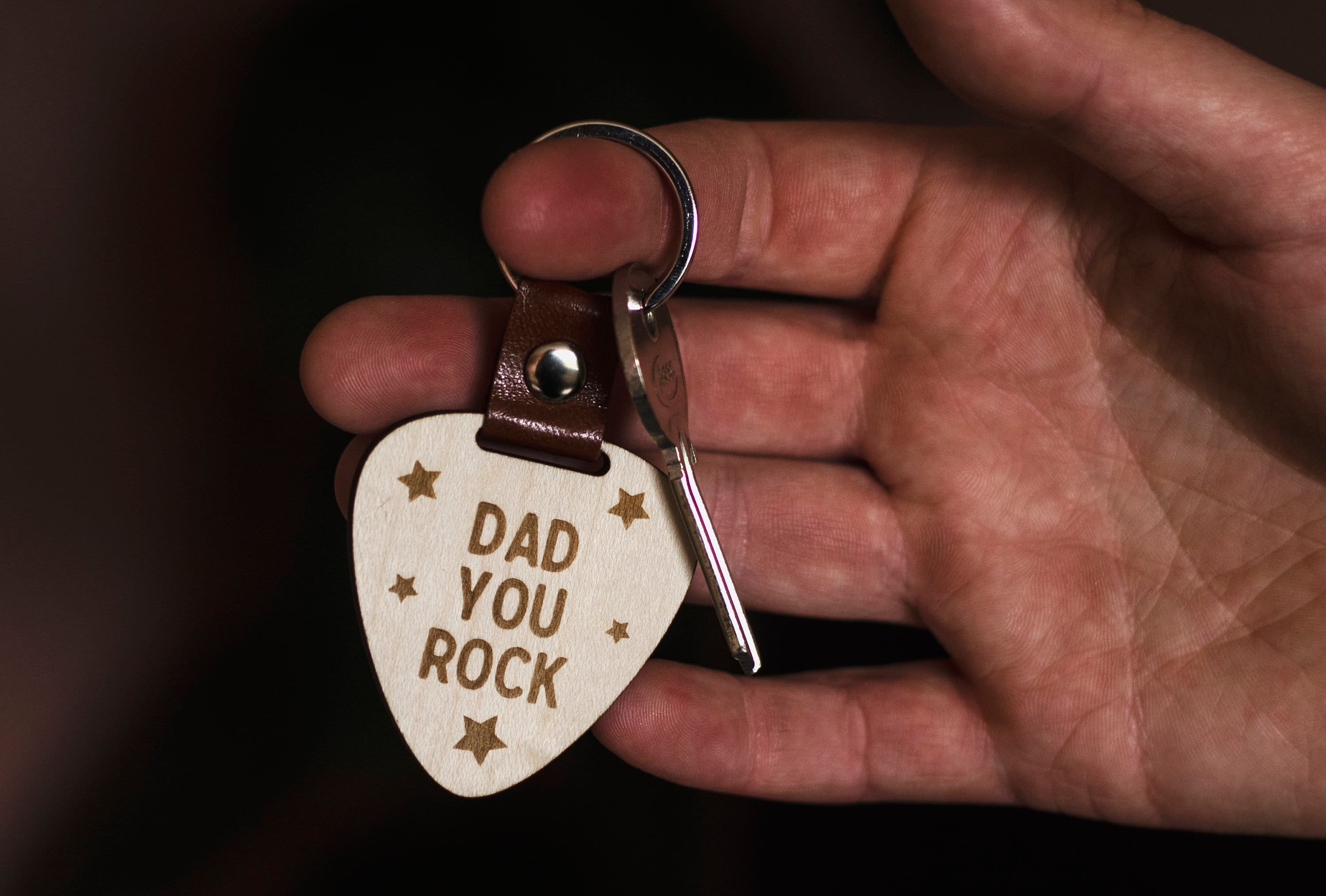 You Rock Dad Daddy Guitar Pick Birthday Father's Day Keyring Keychain - image 3