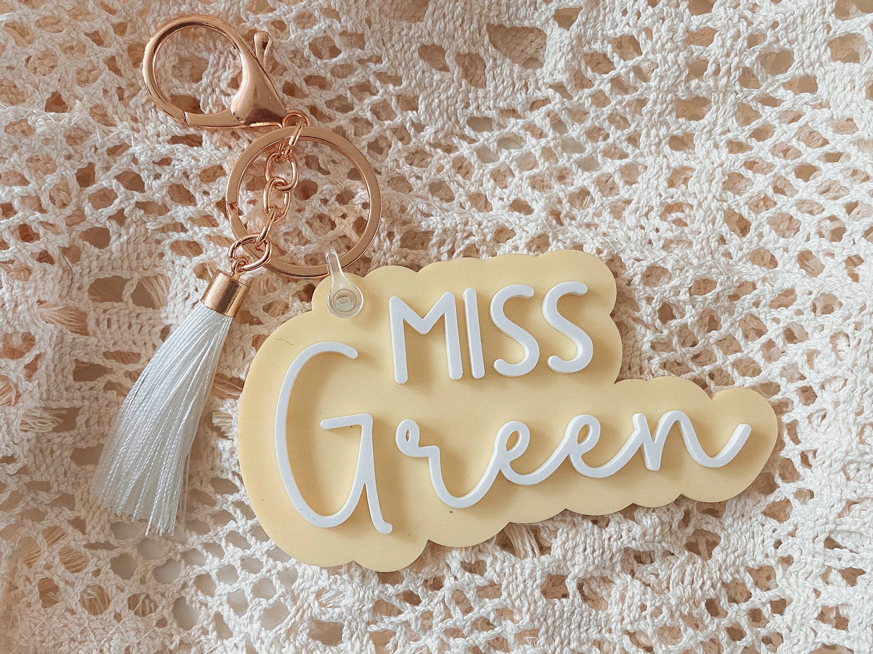 Double Layer Name Keychain Keyring Bag Tag Gift Acrylic Teacher Gift End of Term - image 3