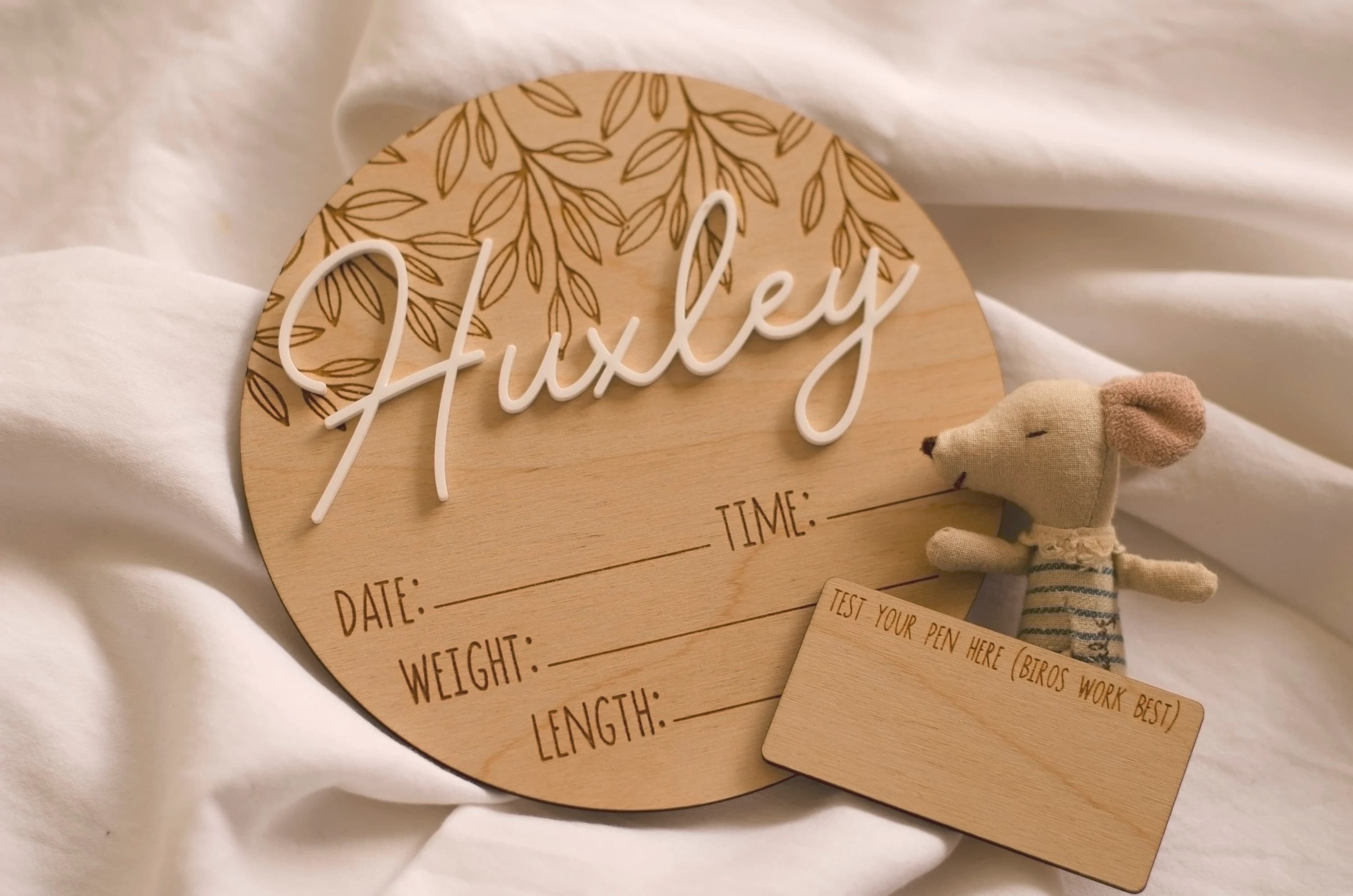 Personalised Hello World New Baby Birth Announcement Wooden Plaque Sign Gift Baby Shower - image 3