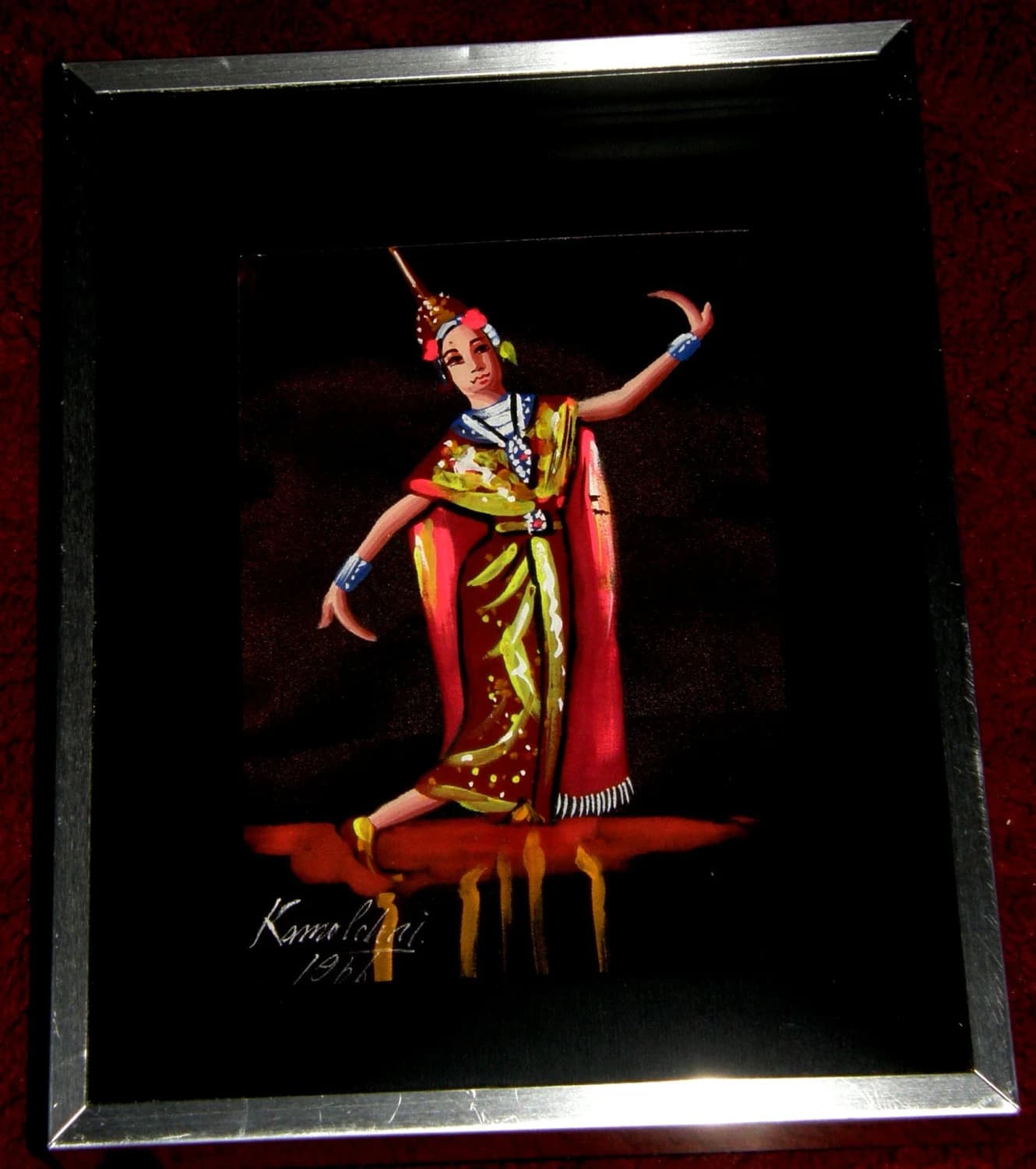 Original Thailand Dancer Oil Painting Signed Dated 1966 Framed Signed WONDERFUL!!! - image 2