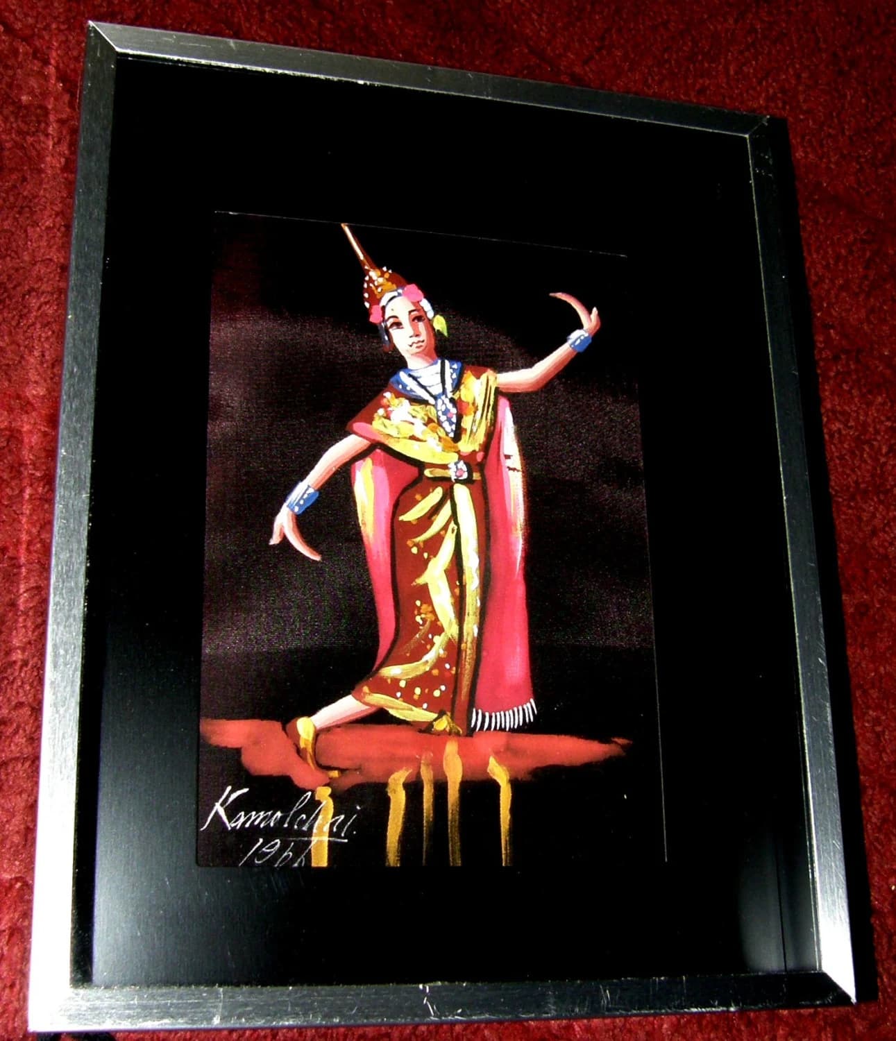 Original Thailand Dancer Oil Painting Signed Dated 1966 Framed Signed WONDERFUL!!!