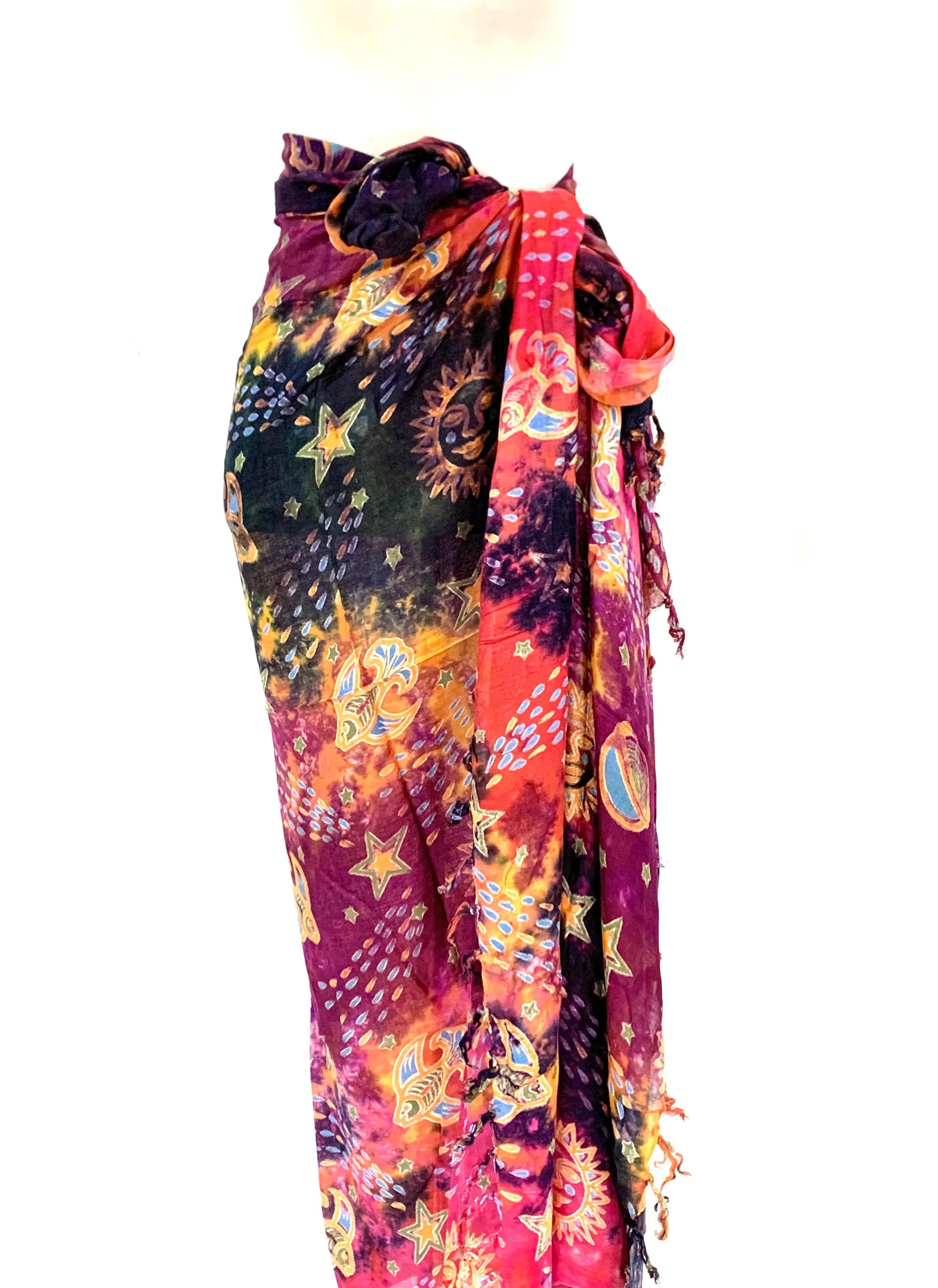 Multicolour Sarong Shawl, 100% Viscose, Mixed colour Beach wear shawl, multipurpose shawl, Screen printed feel good Sarong shawl or Pareo. - image 4