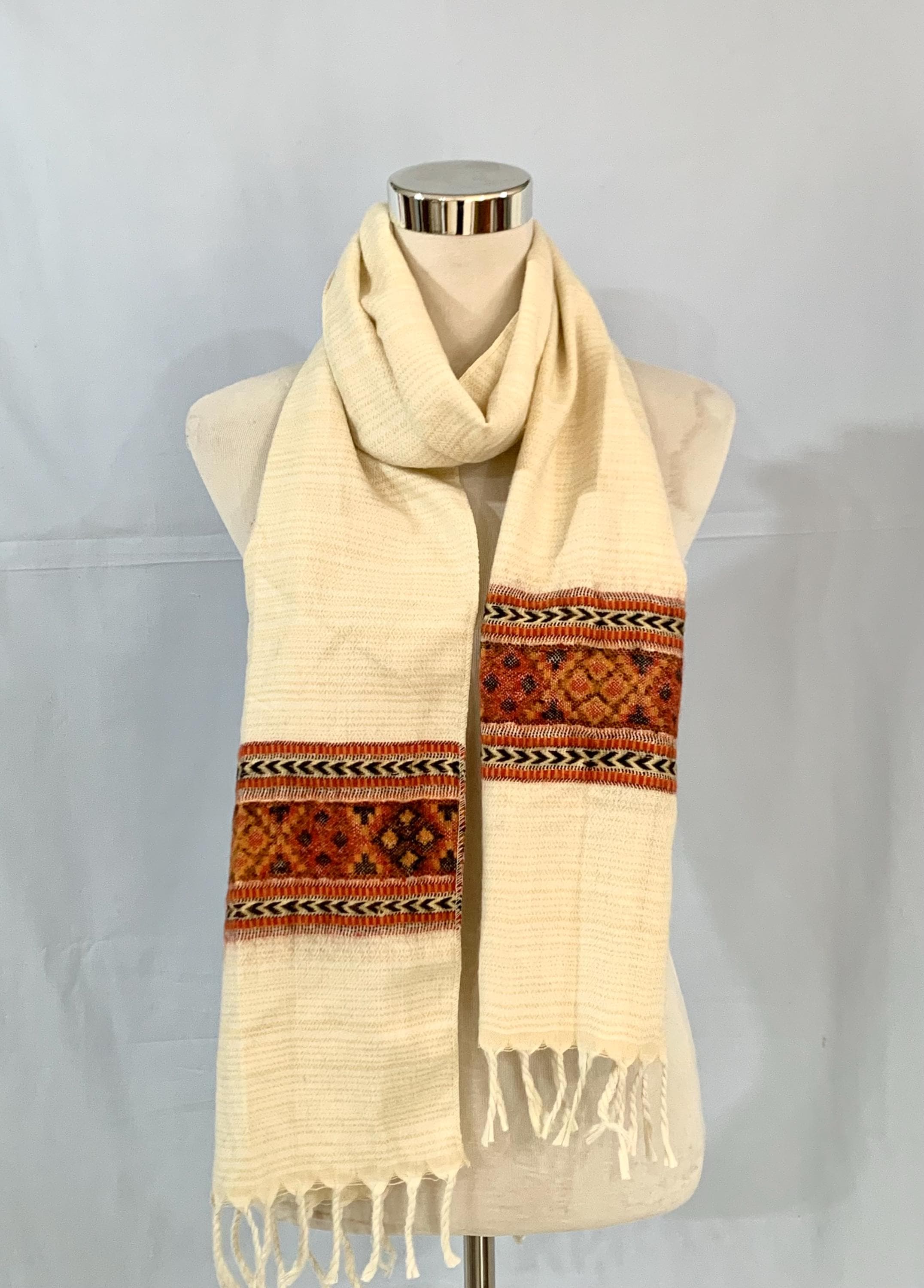 Extra Long Unisex Winter scarf, Cream colour His or Her Soft wool blend feel good casual or Formal wear. - image 4