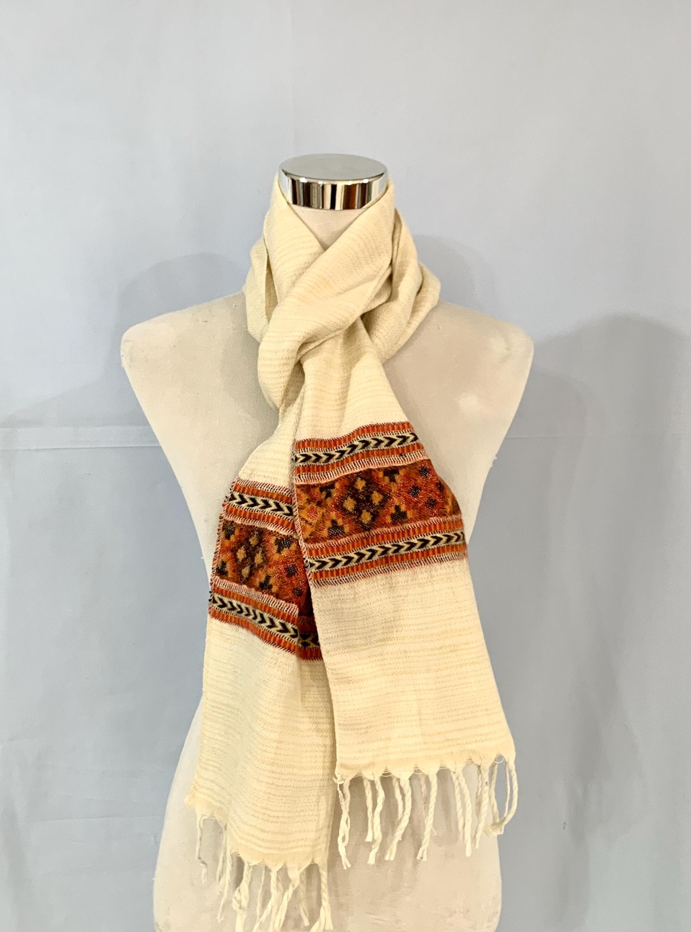 Extra Long Unisex Winter scarf, Cream colour His or Her Soft wool blend feel good casual or Formal wear. - image 3