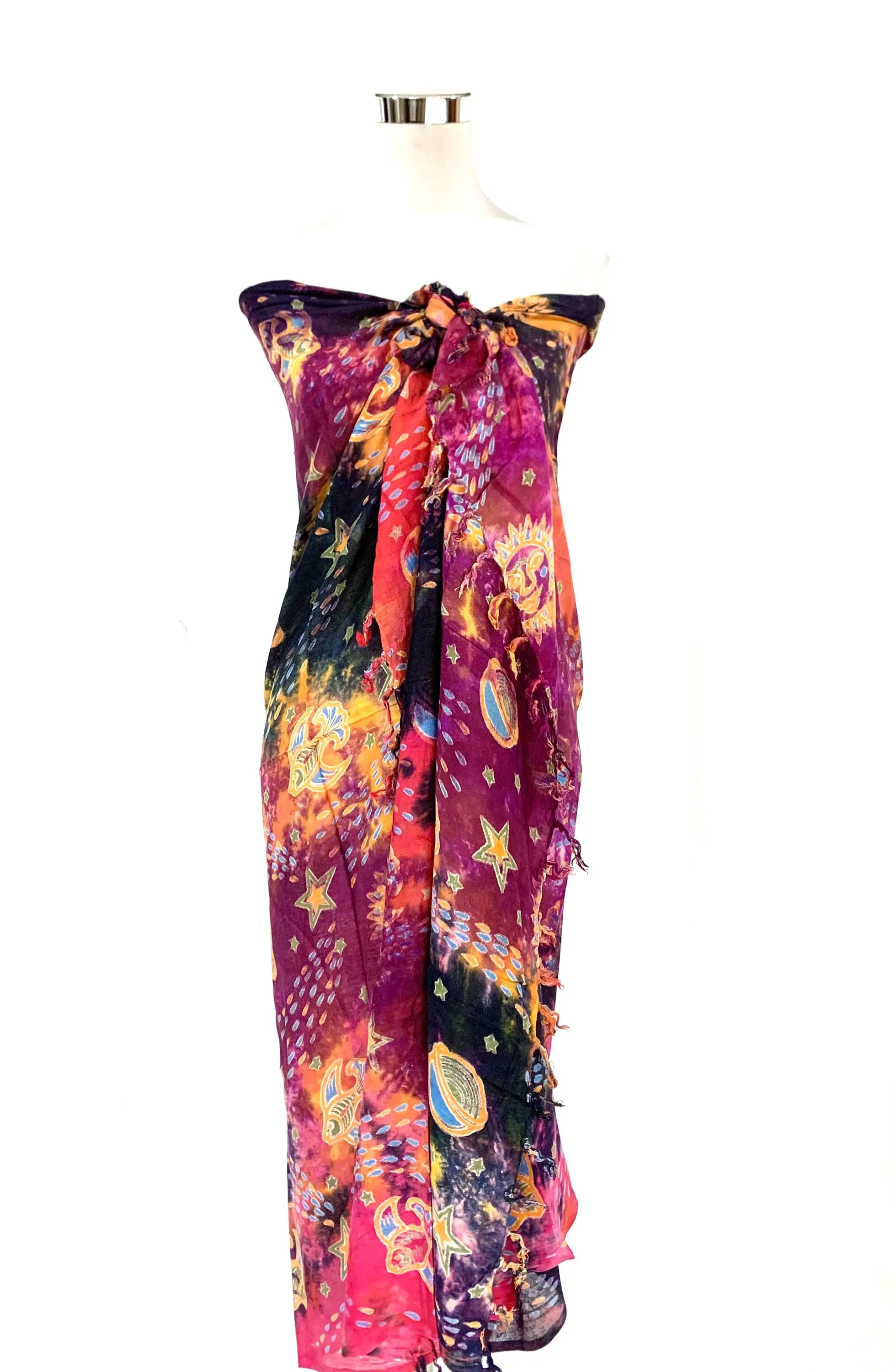 Multicolour Sarong Shawl, 100% Viscose, Mixed colour Beach wear shawl, multipurpose shawl, Screen printed feel good Sarong shawl or Pareo. - image 3
