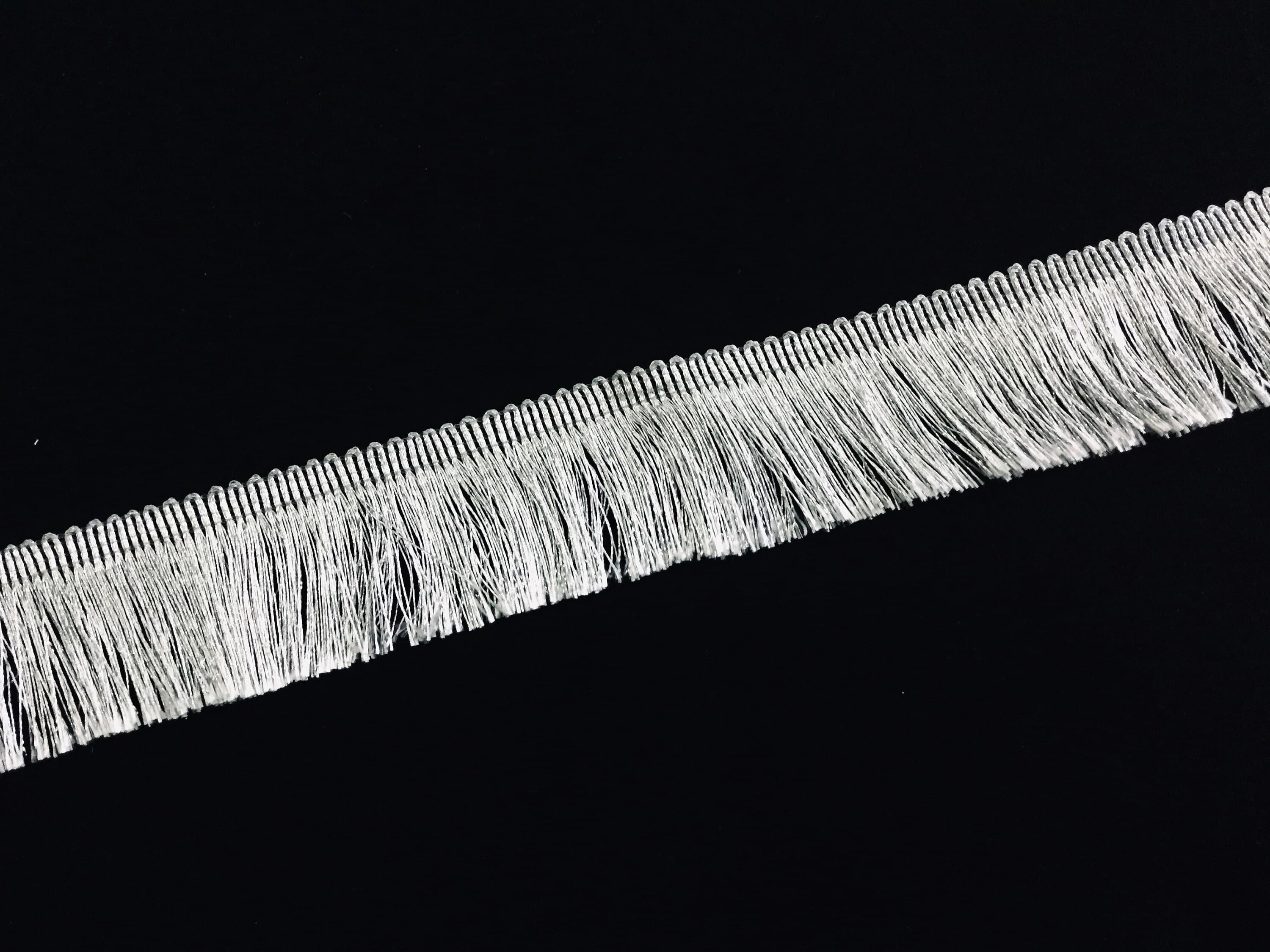 Silver tassel trim long strands - image 4