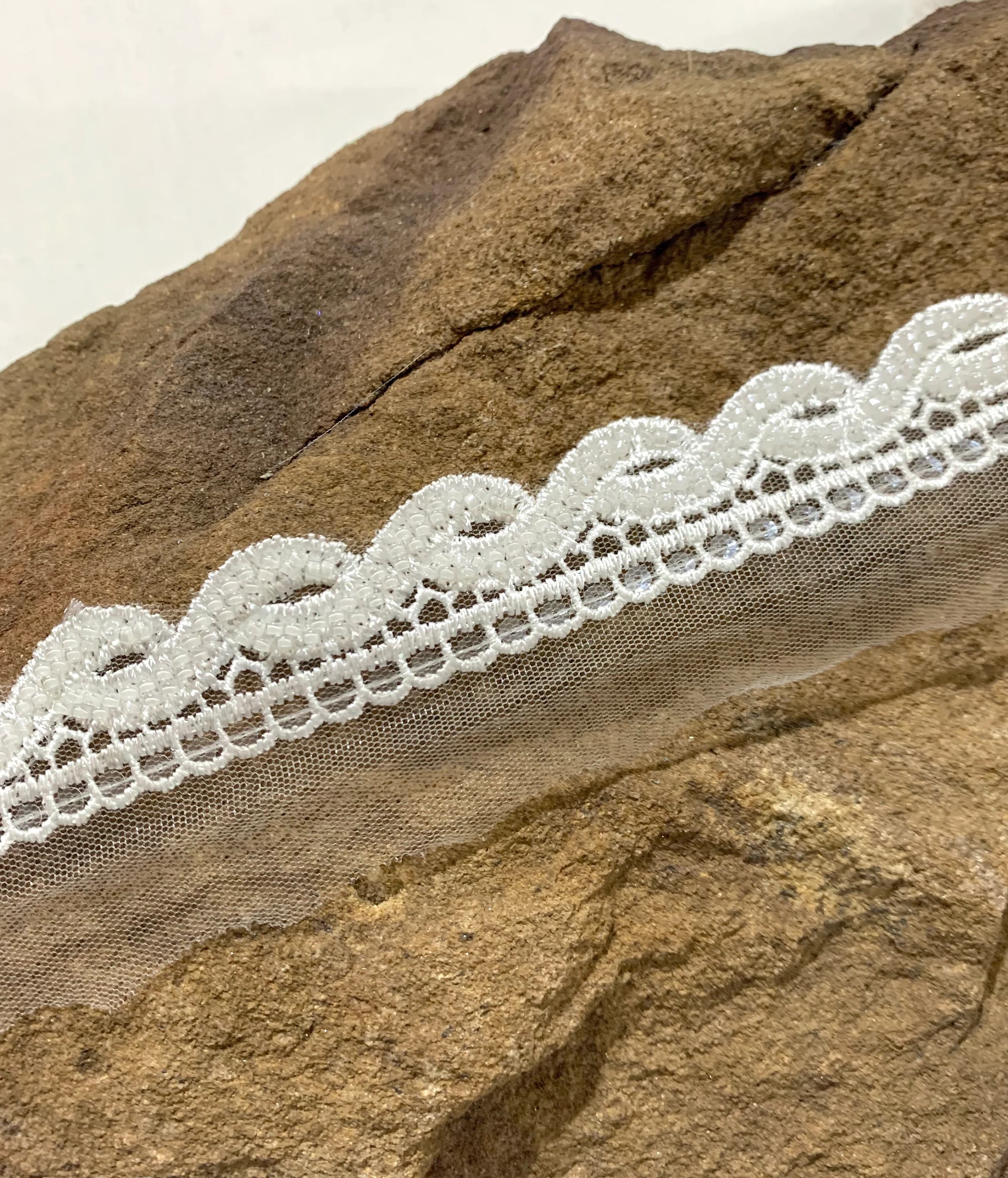 1.6 yards White hand beaded trim, Border trim, Fashion trim, Home decor trim, Doll making trim, Formal n casual trim. - image 5