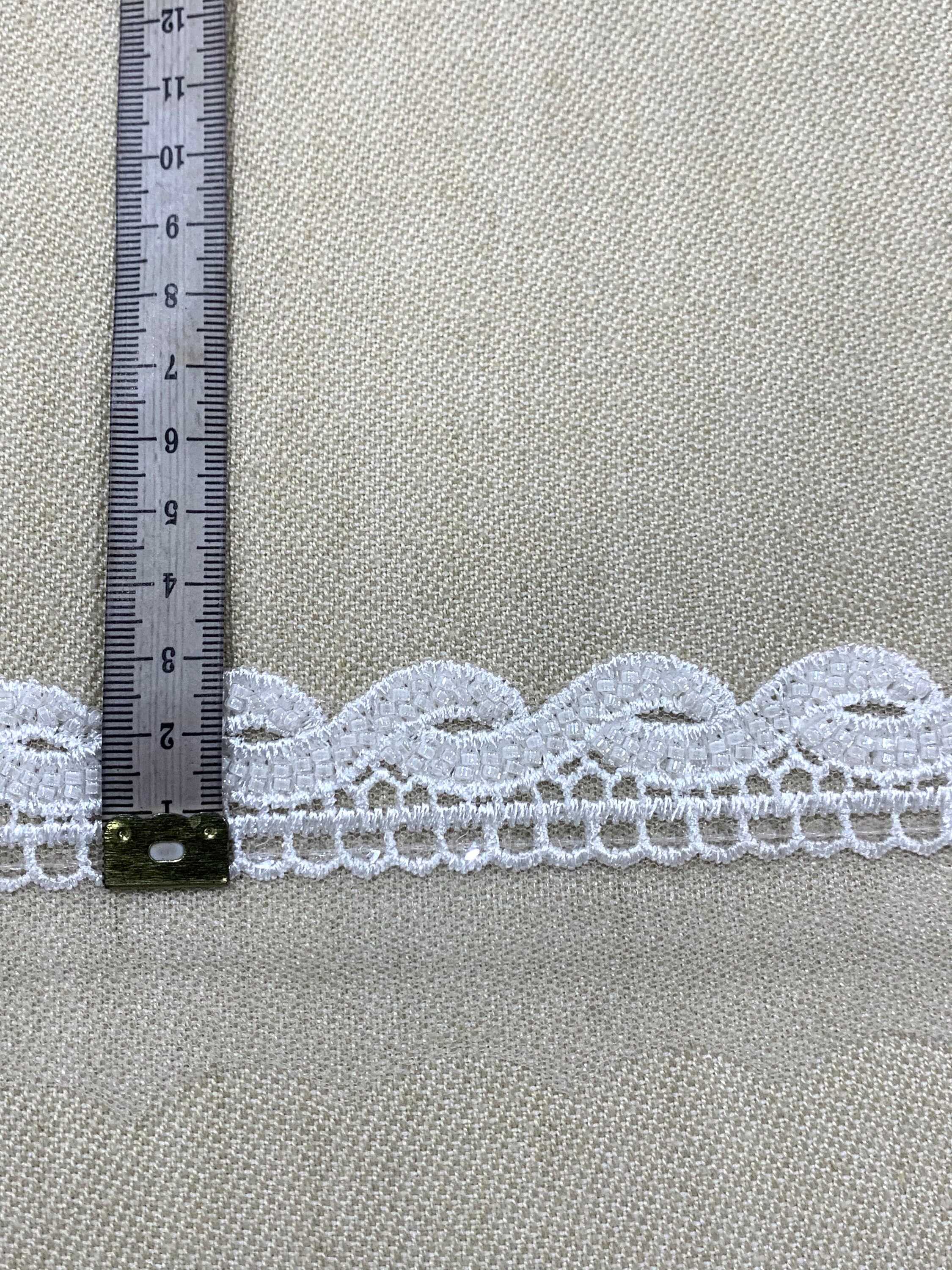 1.6 yards White hand beaded trim, Border trim, Fashion trim, Home decor trim, Doll making trim, Formal n casual trim. - image 4
