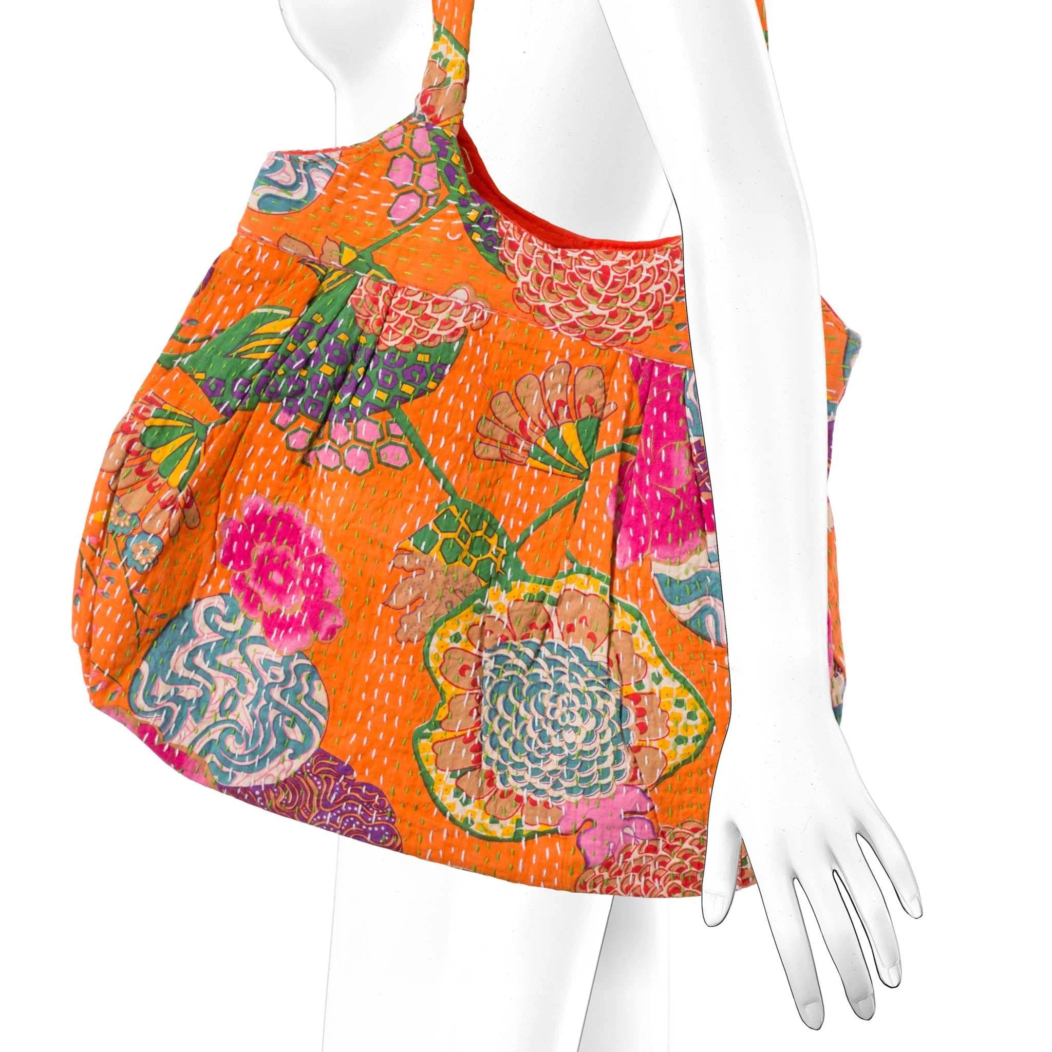 Embroidered Orange Floral Bag - image 3