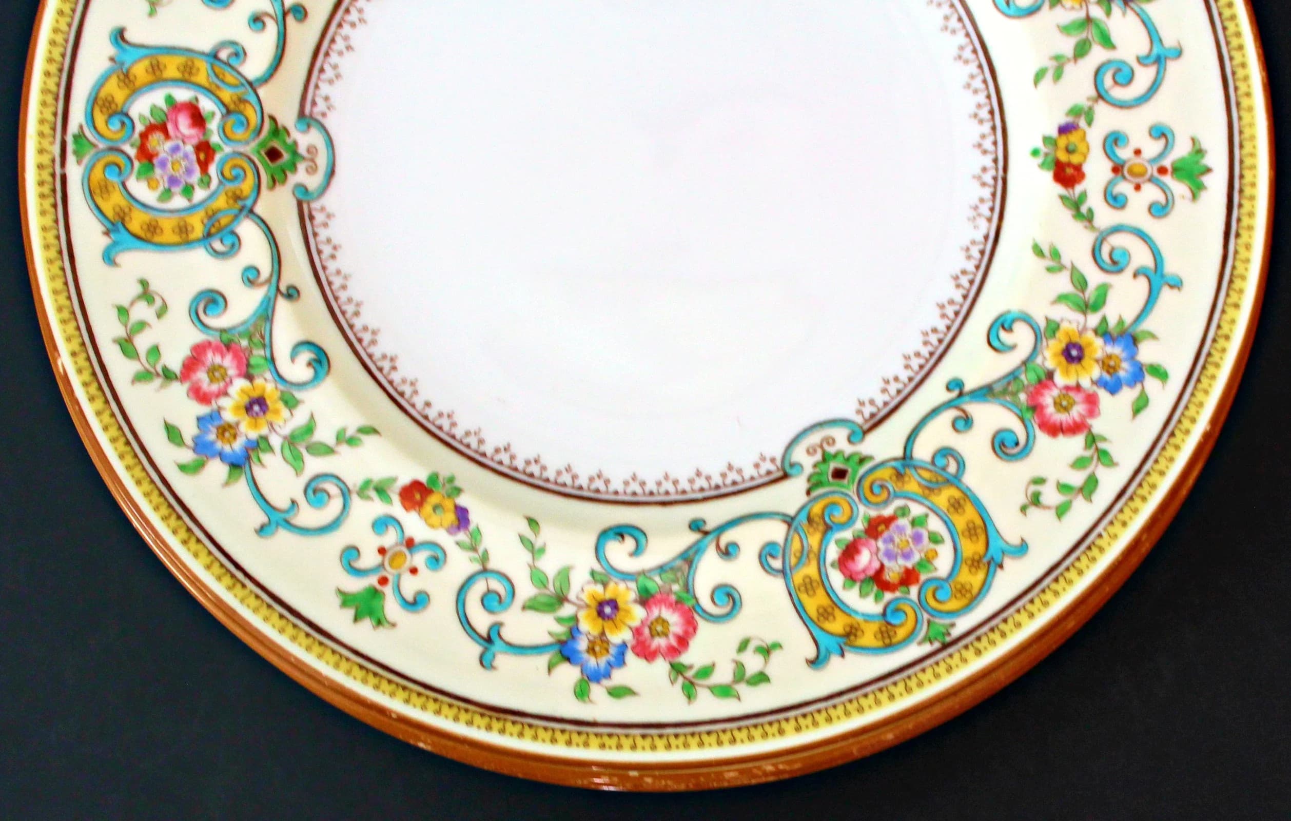 Vintage Tiffany Hand Painted by Cauldon England Plates Set of 11 Lunch On or Salad Plates 8'' D - image 5