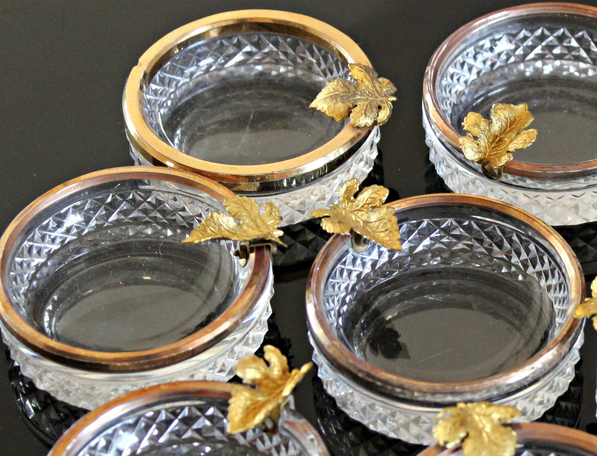 Vintage Individual Ashtray French Diamond-Point Cut Glass, Set of 8 - image 3