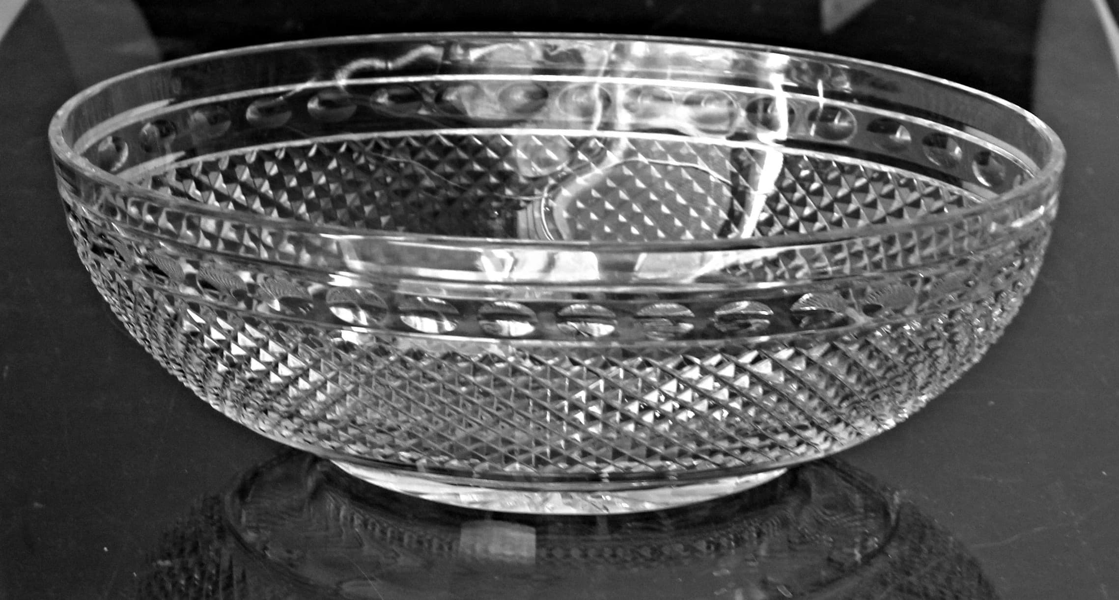 Large Crystal Boat Bowl Ireland Cut Crisscross 13'' x 7.5'' - image 4