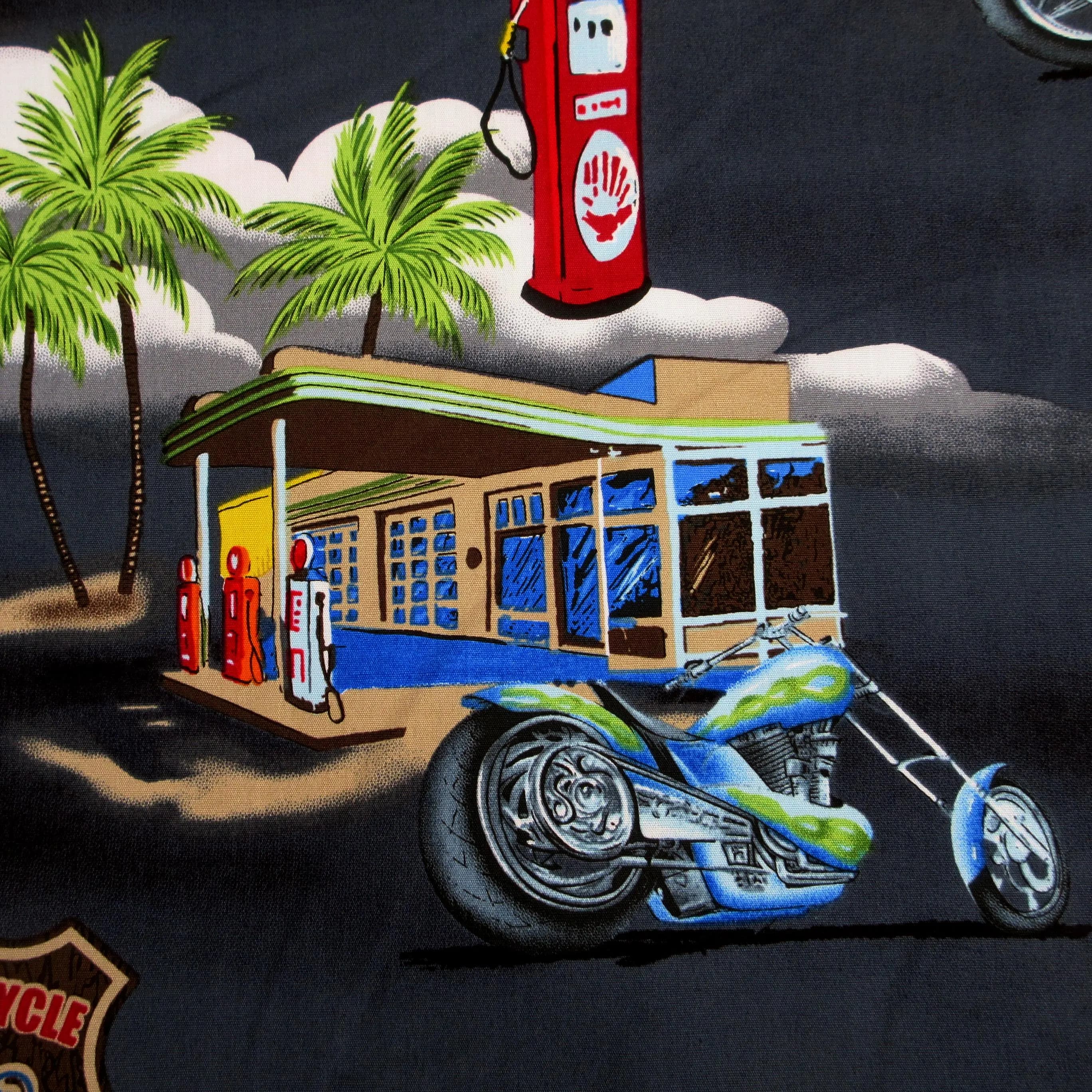 Biker Fabric, Motorcycle Rally on Black, By the Half or Full Yard - image 3