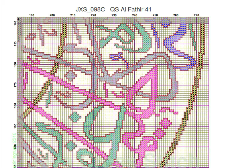 Calligraphy QS Fathir ayat 41 (pastel color) Instant Download PDF Islamic Cross Stitch Chart - image 3