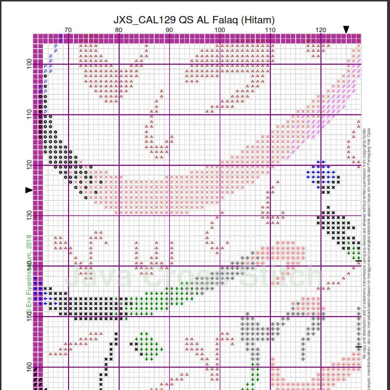 Calligraphy QS Al Falaq (Hitam/Black) Instant Download PDF Islamic Cross Stitch Charts - image 2