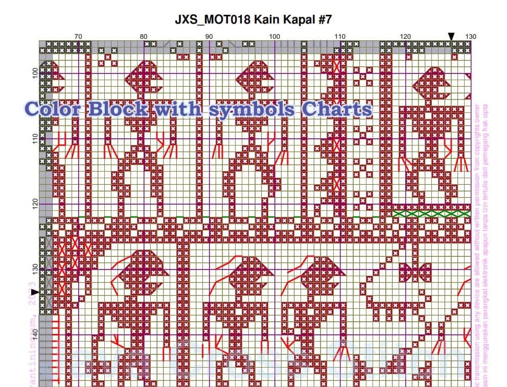 Kain Kapal #7 Ship Cloth Traditional Lampung Motif - PDF Cross Stitch Chart - image 3