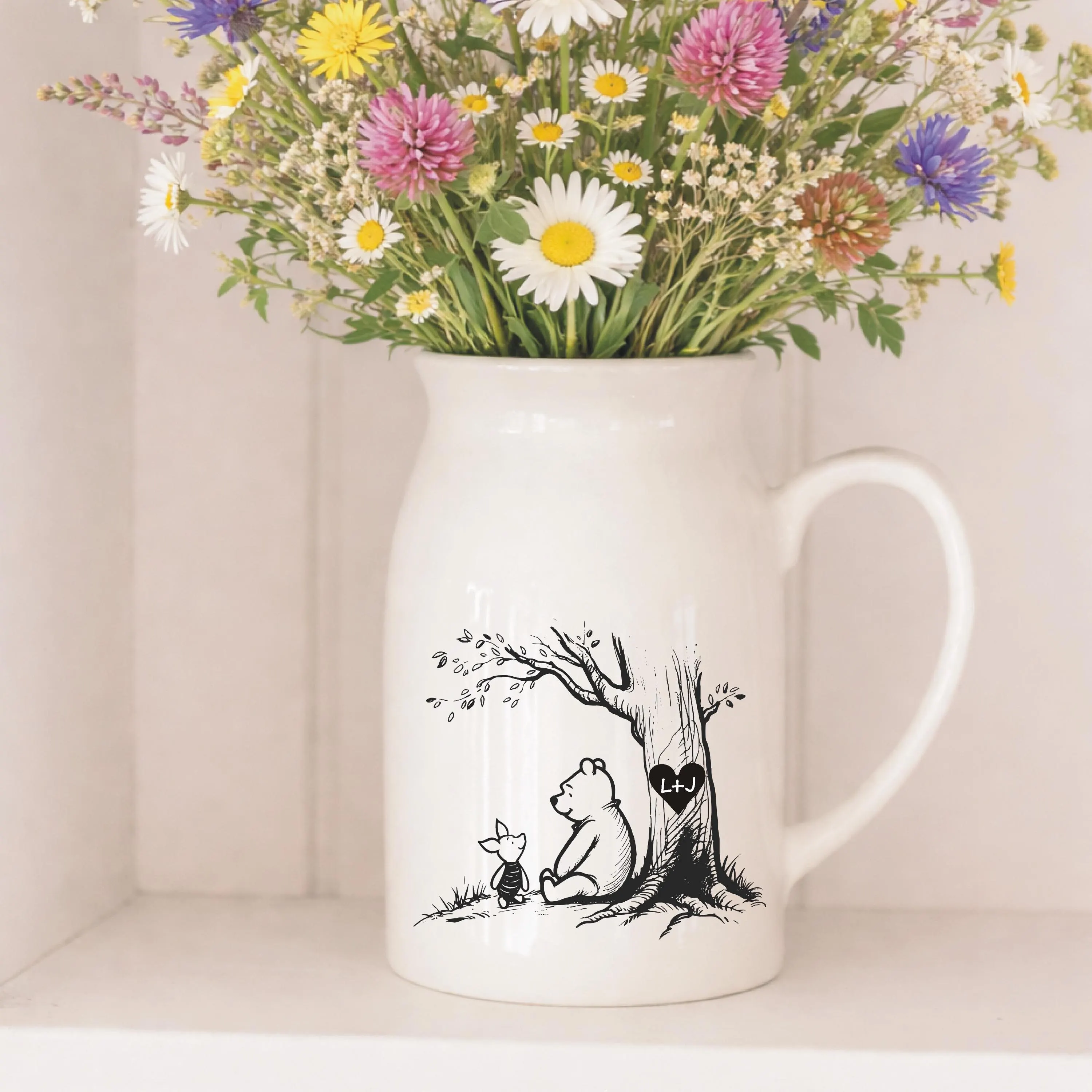Winnie the Pooh Personalised Ceramic Jug Vase – Valentine’s Day & 9th Wedding Anniversary Gift - image 2