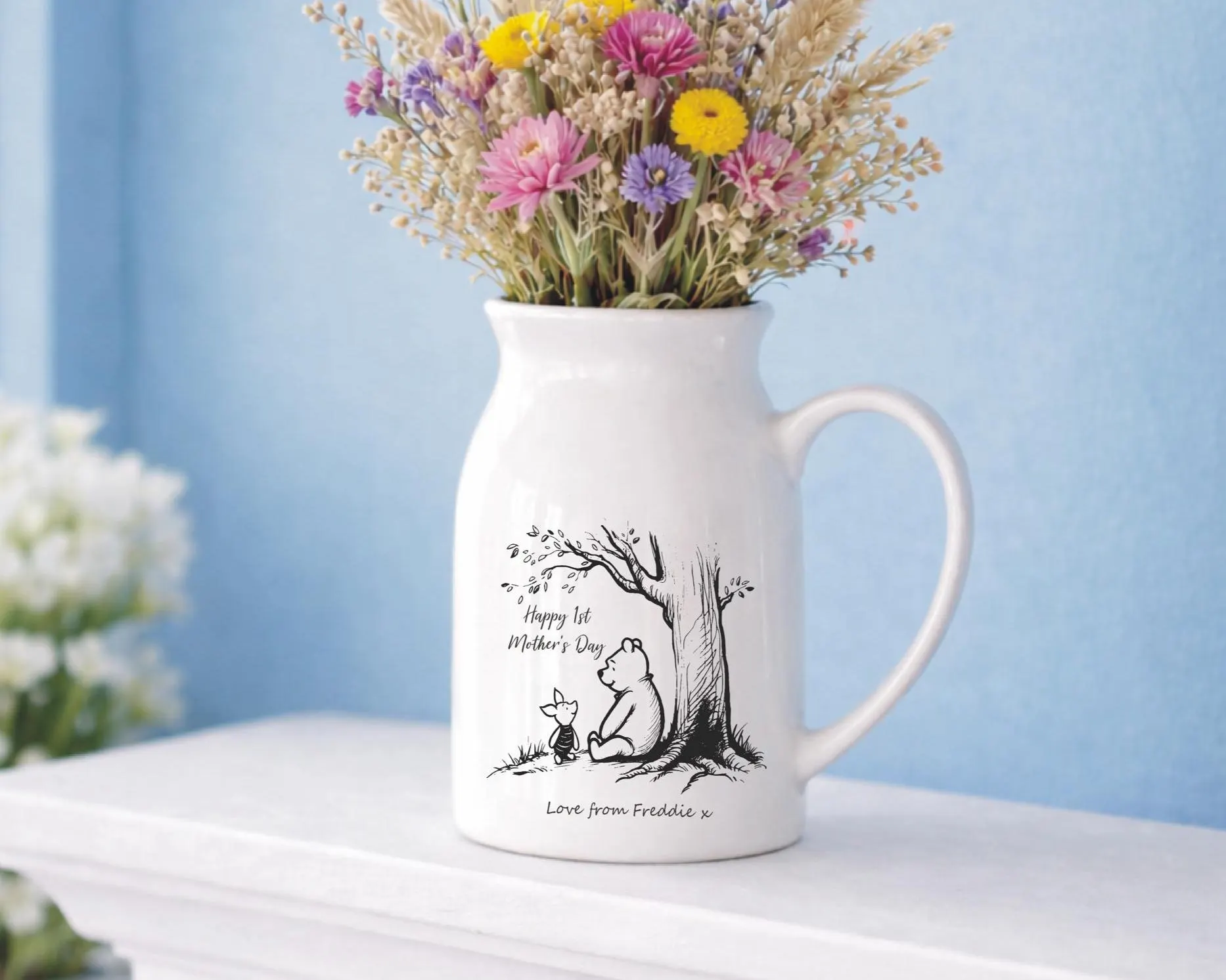 Personalised Winnie the Pooh Ceramic Small Jug Vase, 1st Mother's Day Keepsake Gift - image 4
