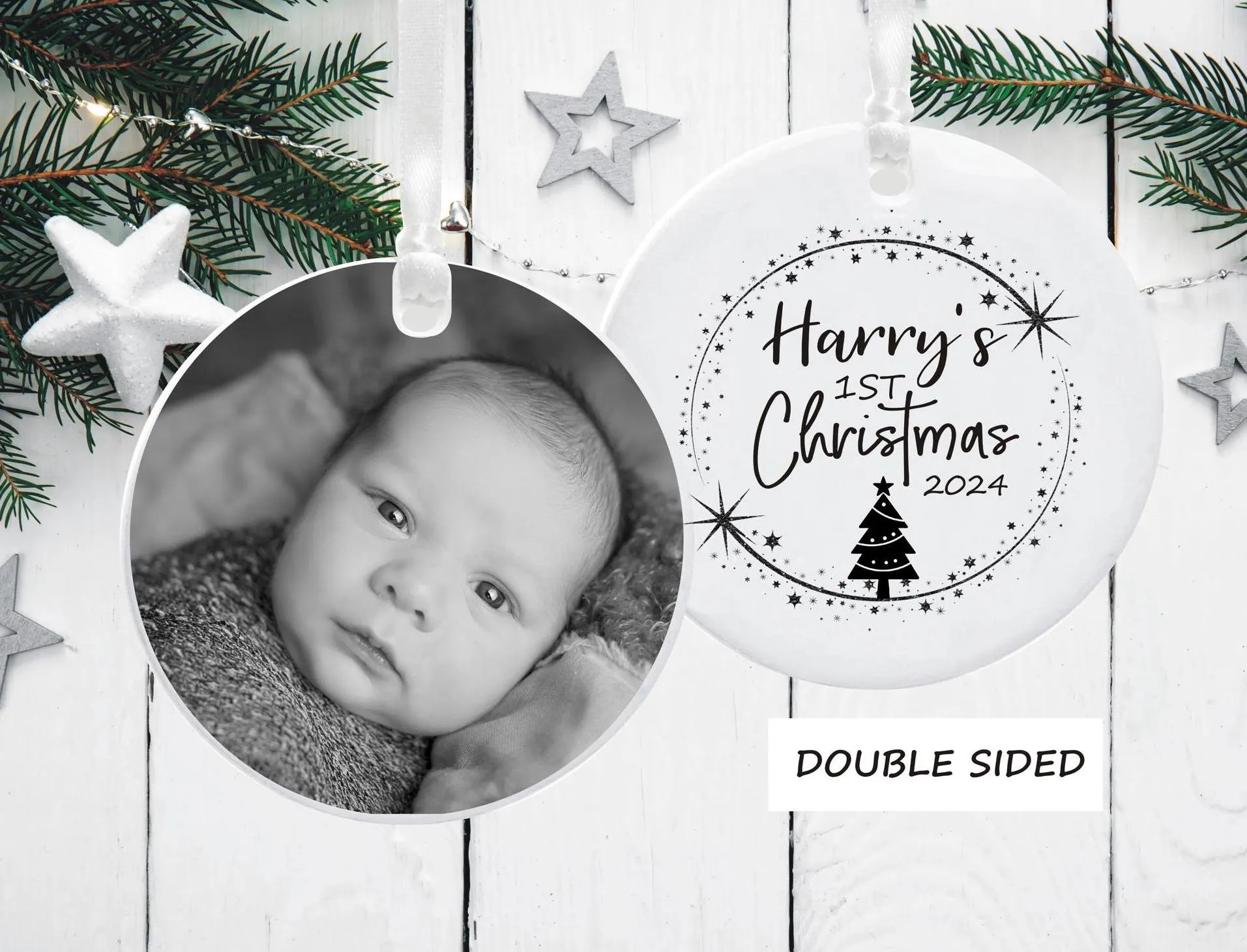 Baby's 1st Christmas Photo Christmas Bauble - Keepsake Gift