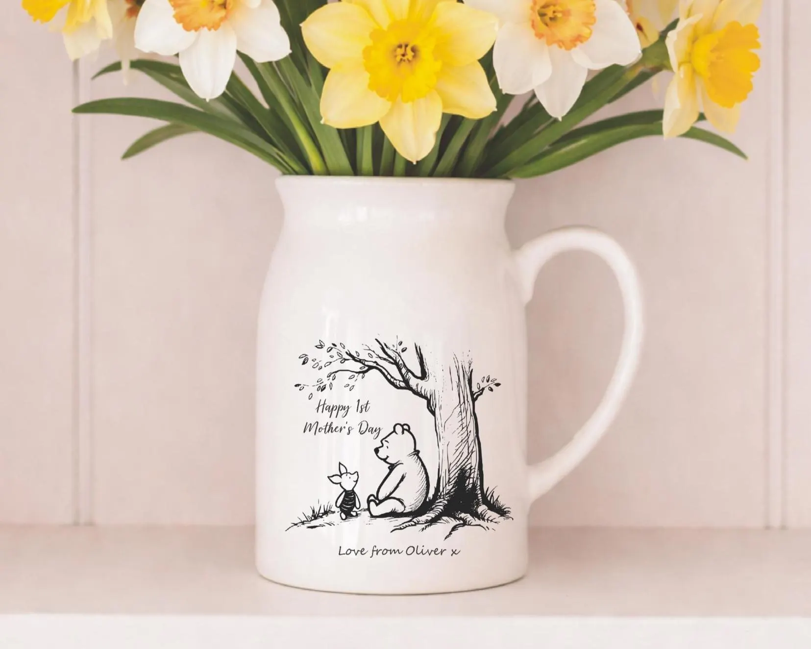 Personalised Winnie the Pooh Ceramic Small Jug Vase, 1st Mother's Day Keepsake Gift - image 3