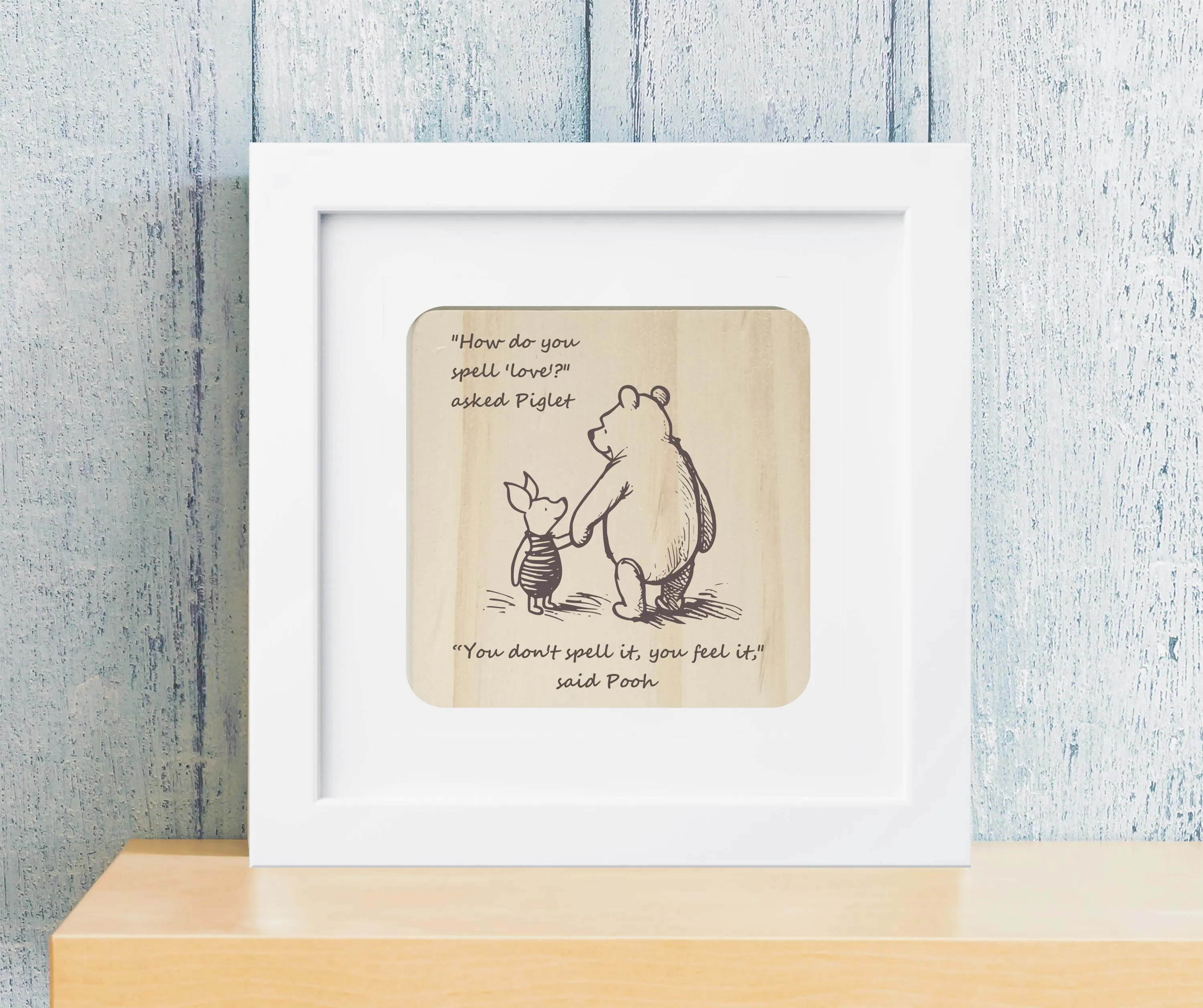 Cute Winnie The Pooh and Piglet Engraved Wood Art With Quotation Valentine's Day Gift - Unique Gift For Girlfriend, Wife, Boyfriend, Husband