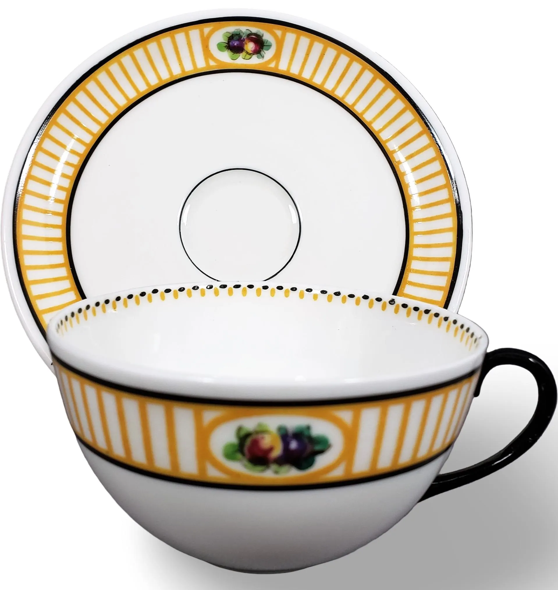 Antique Royal Doulton Art Deco Tea Cup & Saucer - RARE 1912 Robert Allen Studio Fruit Pattern - image 3